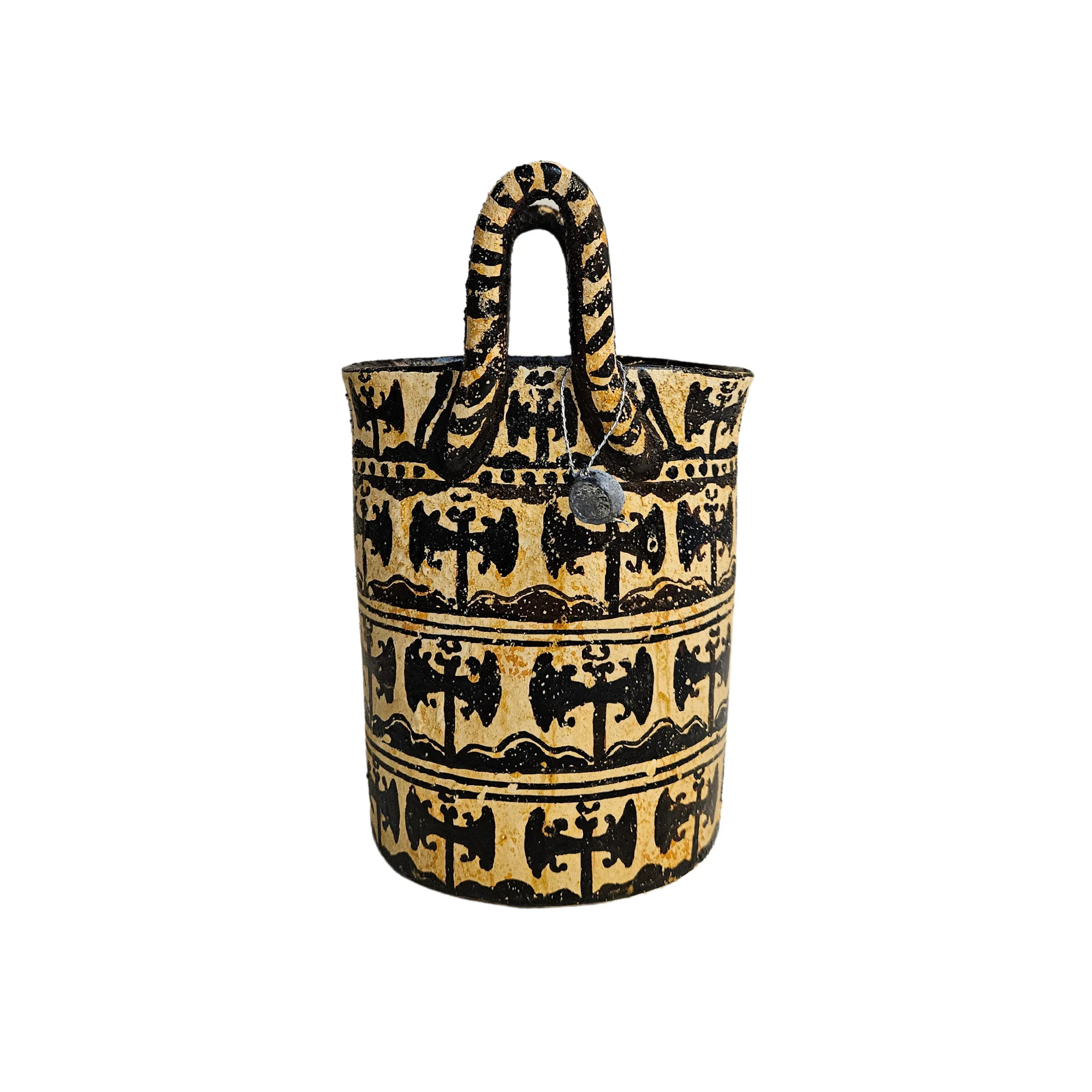 Basket Vessel Minoan Period Greek Ceramic Terracotta Vase Hand Painted — additional product image 4 from DadArt