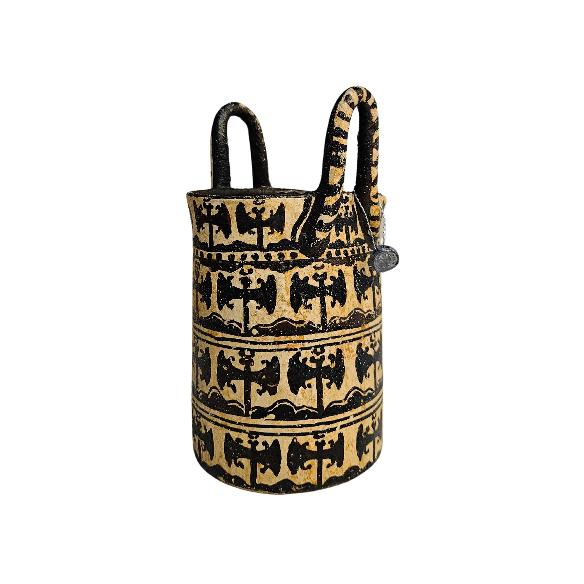 Basket Vessel Minoan Period Greek Ceramic Terracotta Vase Hand Painted