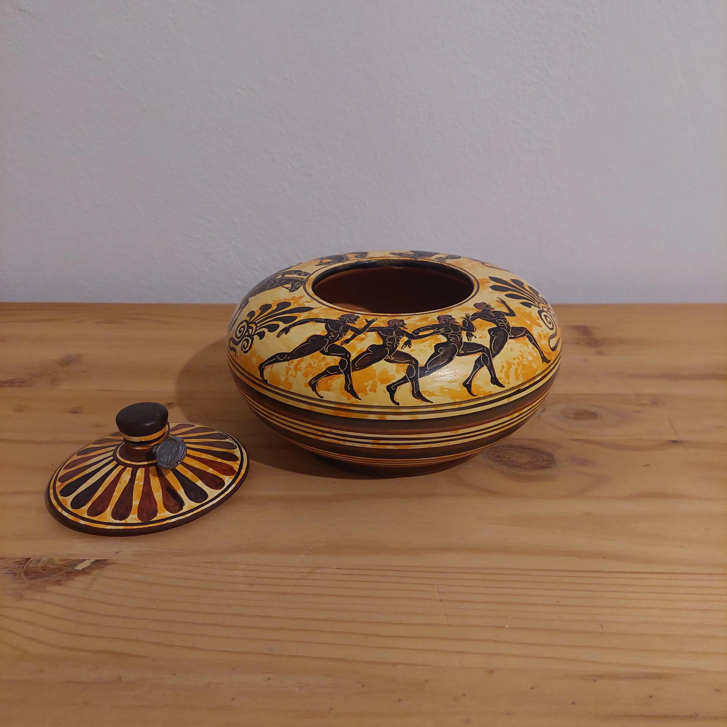 Handmade Greek Ceramic Pyxis: Black Figure Horse Riders Pot — additional product image 6 from DadArt
