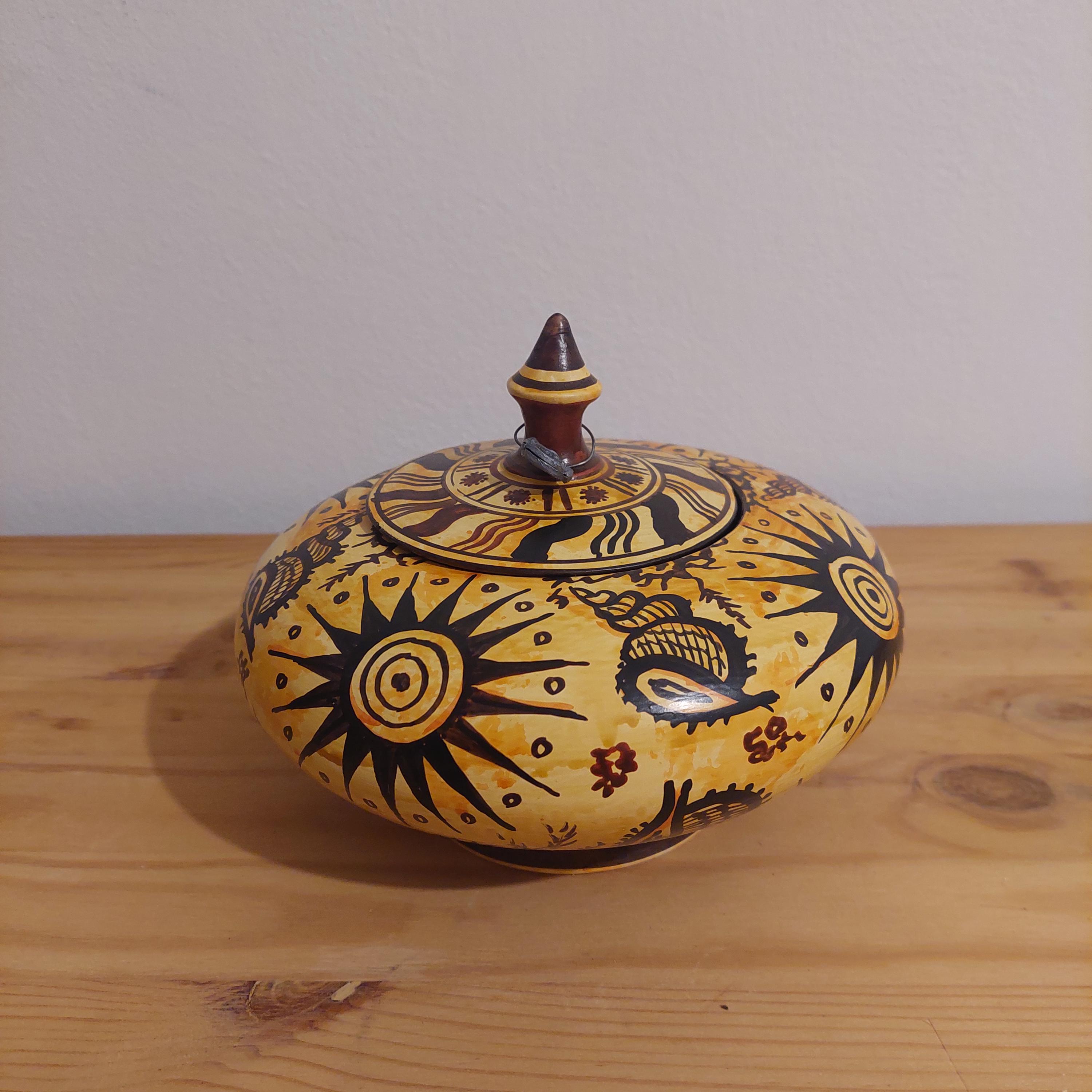 Handmade Greek Ceramic Jewelry Box: Sun Motif Keepsake Container — additional product image 3 from DadArt