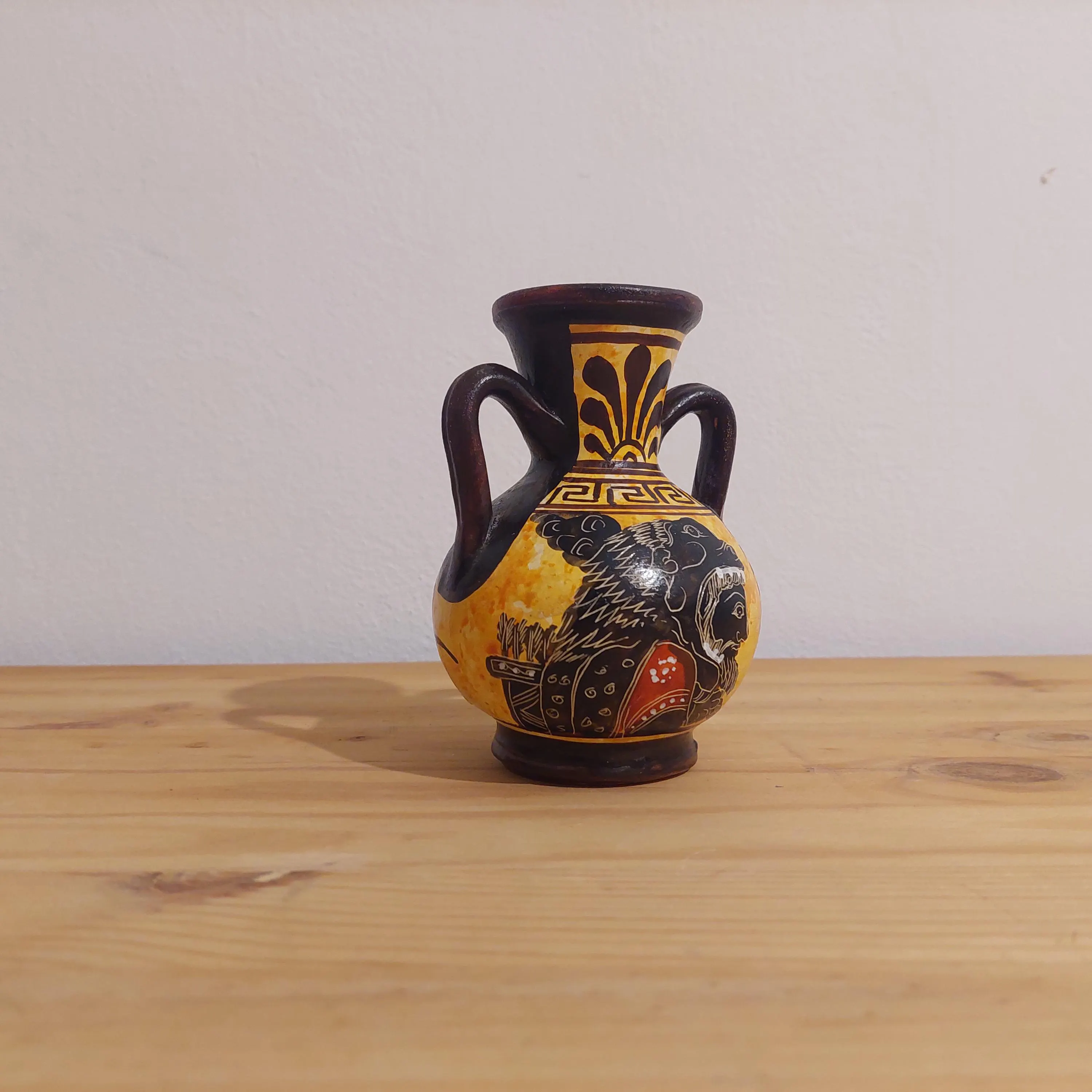 Heracles Portrait Vase Handmade Greek Ceramic Pot Red Figure Lion Skin Mythology — additional product image 6 from DadArt