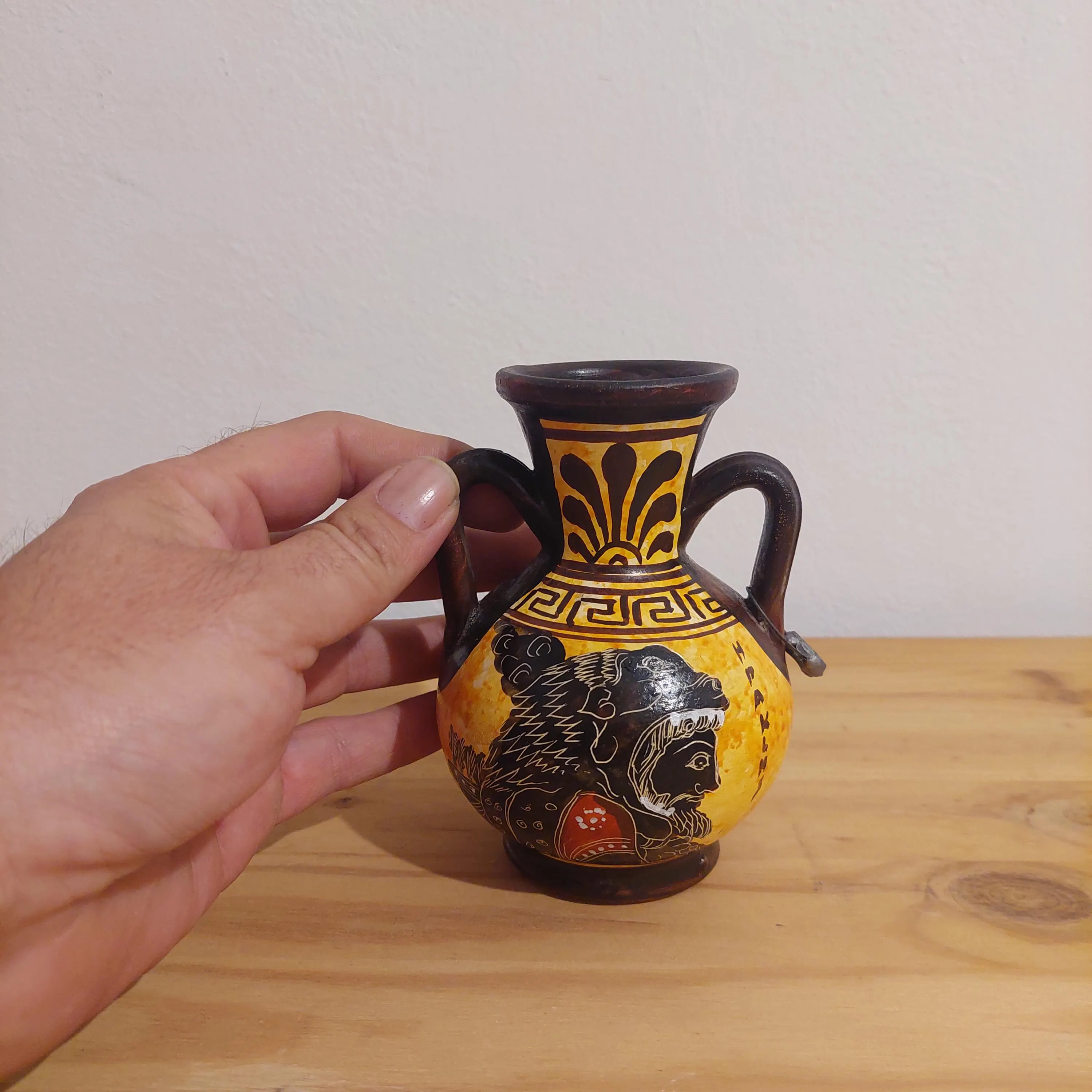 Heracles Portrait Vase Handmade Greek Ceramic Pot Red Figure Lion Skin Mythology — additional product image 7 from DadArt