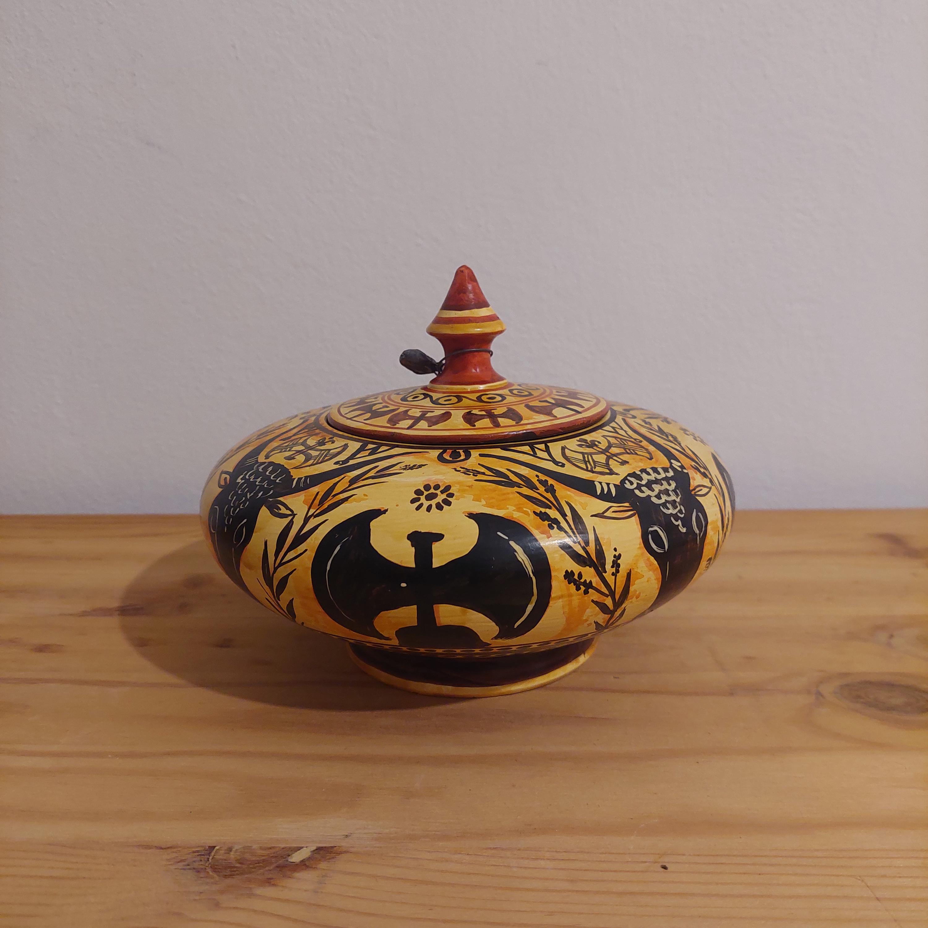 Handmade Minoan Bull Head Ceramic Pot: Mediterranean Art Decor — additional product image 4 from DadArt