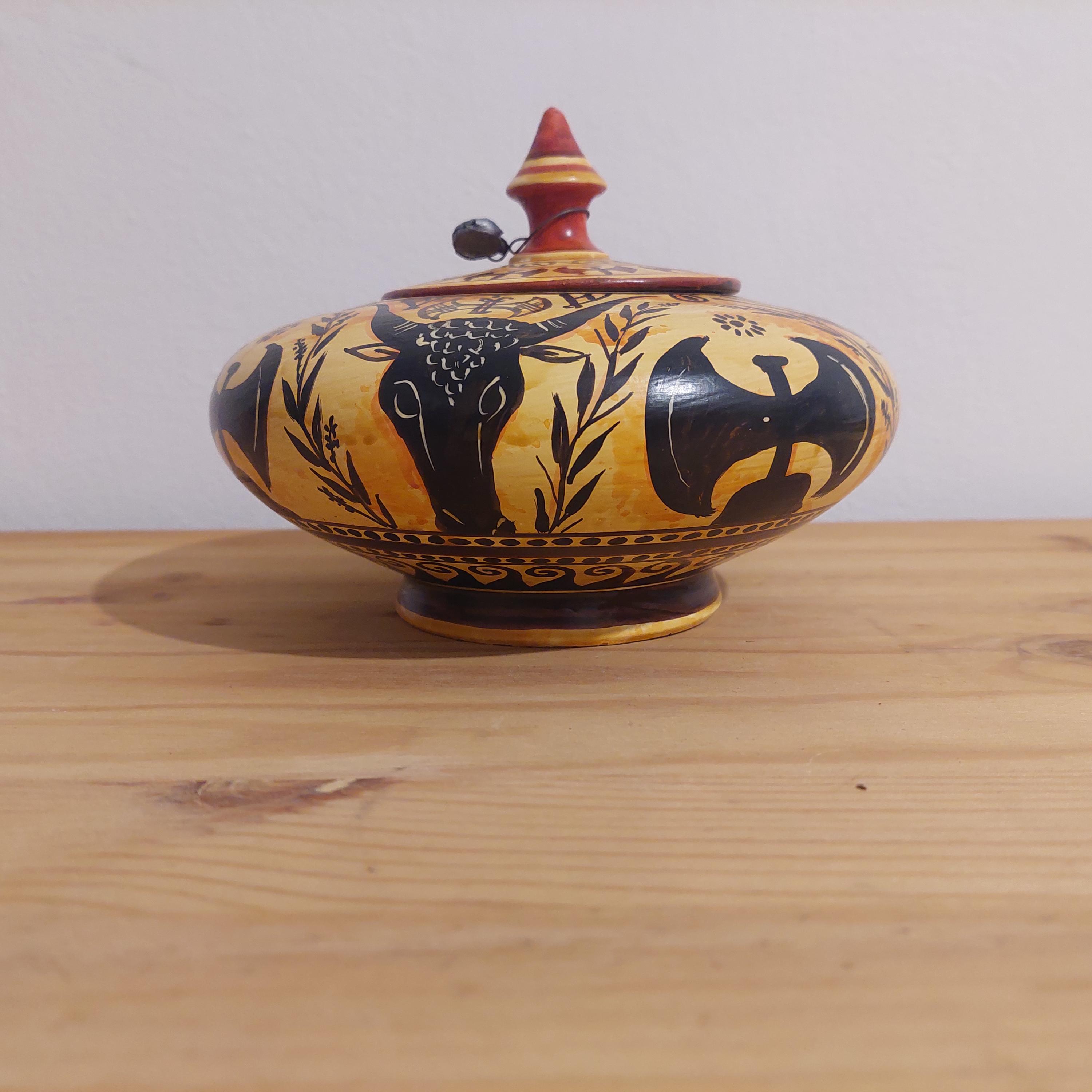 Handmade Minoan Bull Head Ceramic Pot: Mediterranean Art Decor — additional product image 7 from DadArt