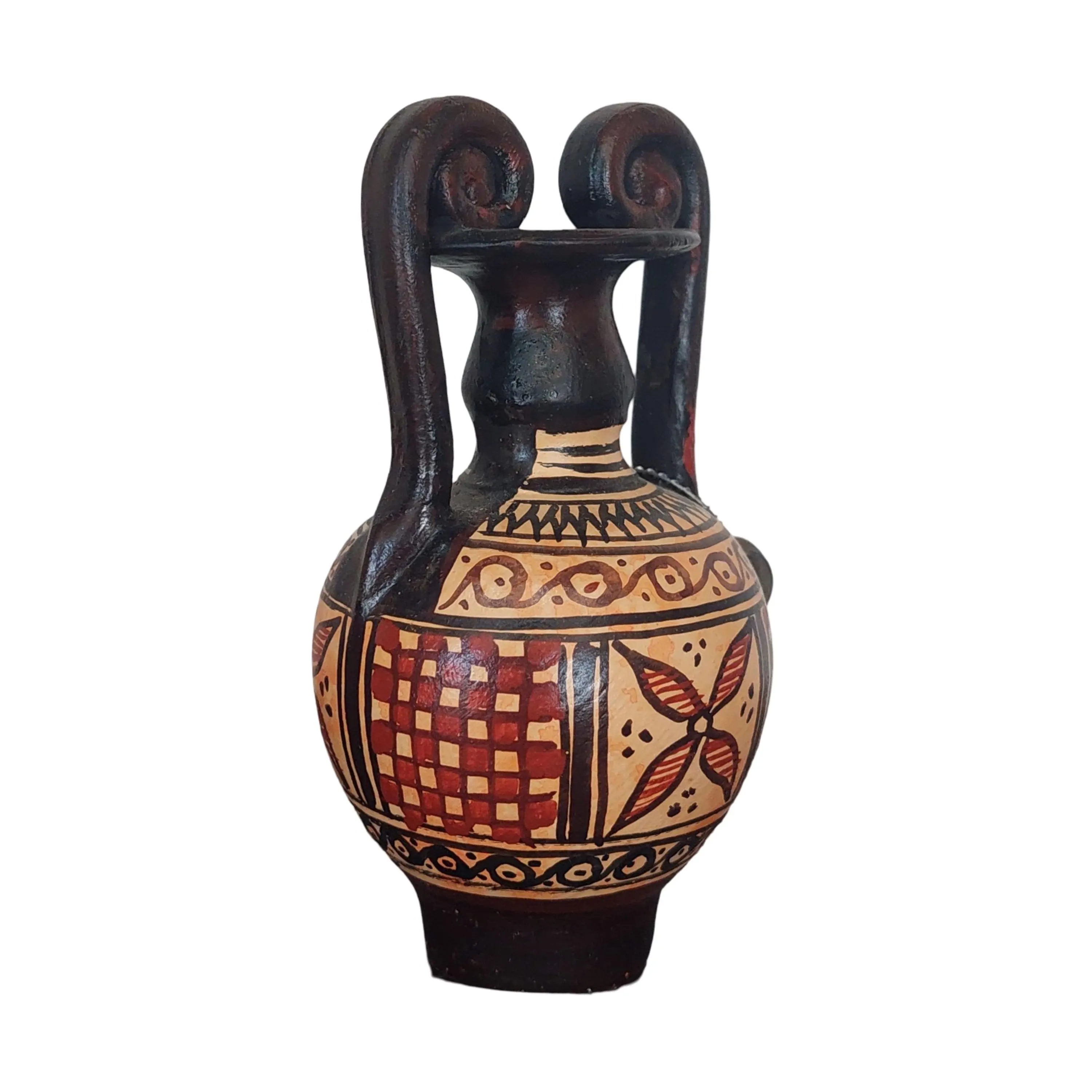 Greek Geometric Terracotta Mini Amphora With Rosette Motif Handmade 9cm Ceramic Vase — additional product image 2 from DadArt