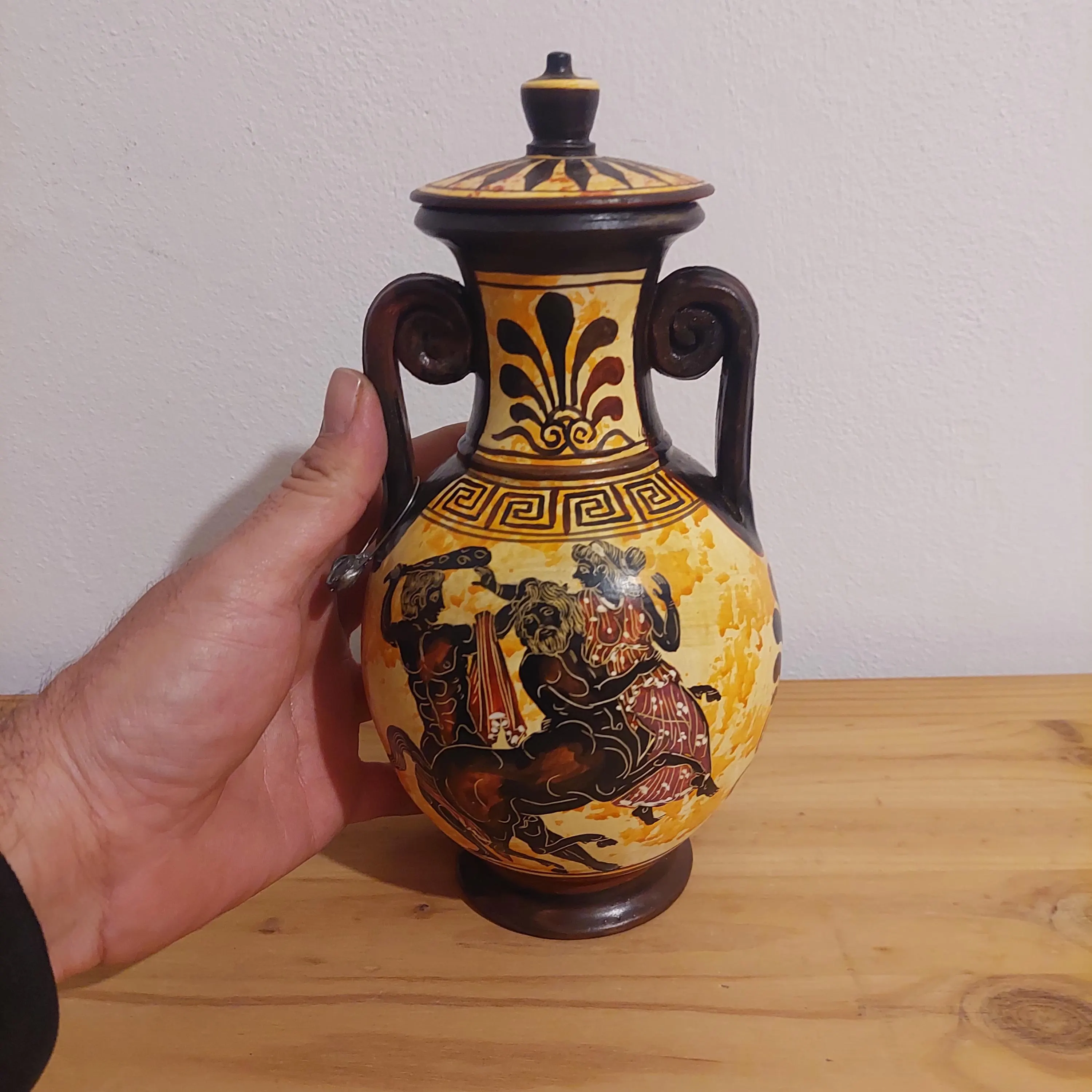 Handmade Greek Mythology Ceramic Amphora: Aphrodite & Heroic Battle Vase — additional product image 6 from DadArt
