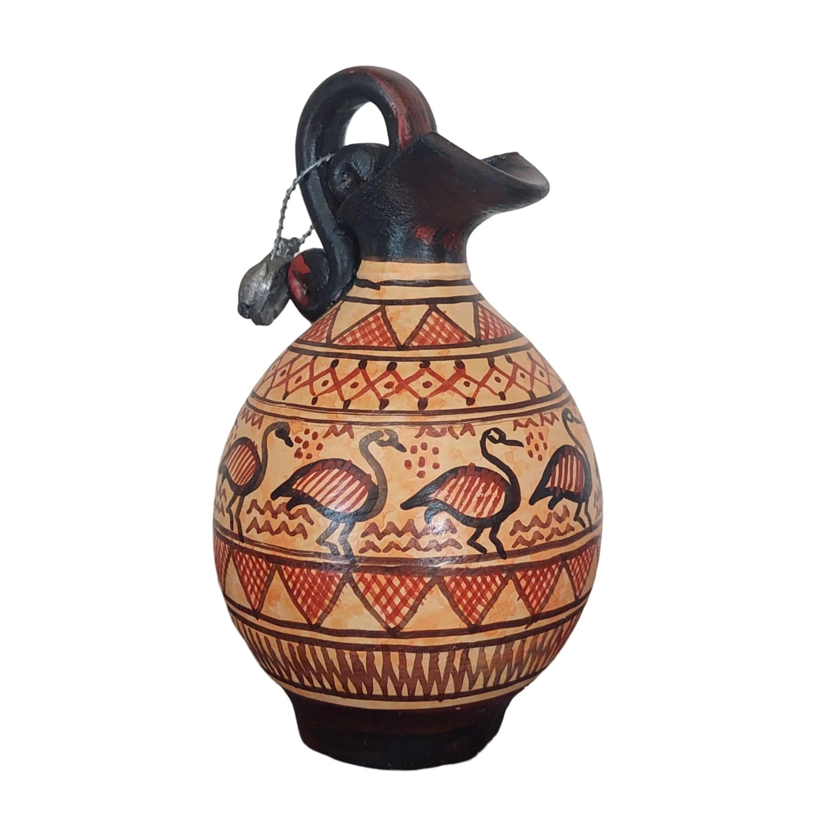 Miniature Greek Amphora With Duck Motif Handpainted Ceramic Vase