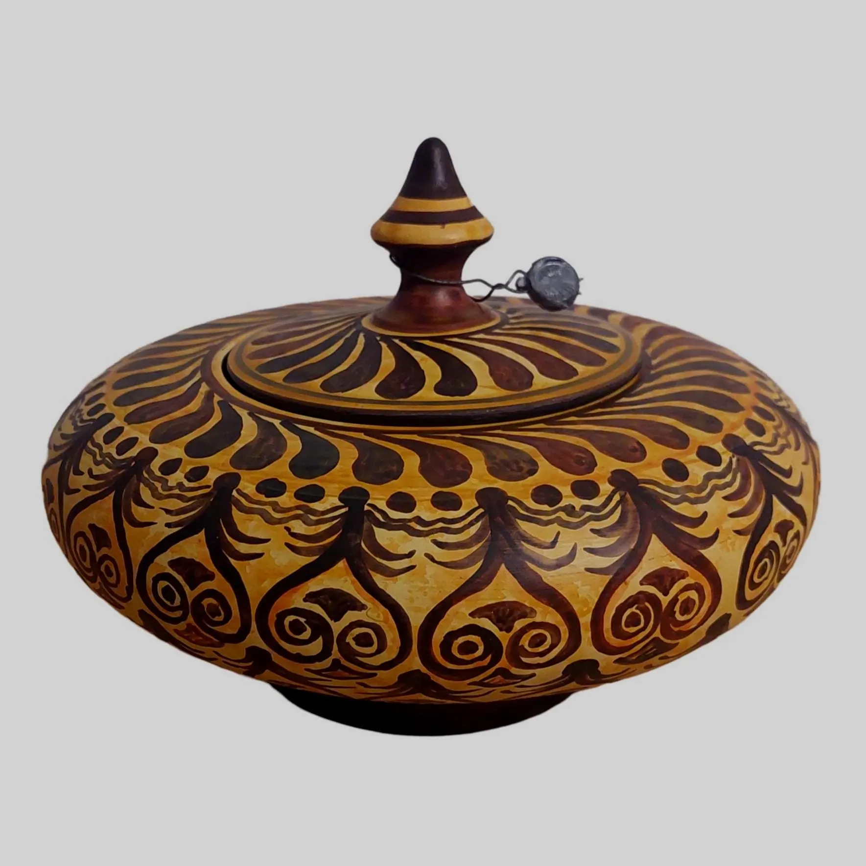Hand-Painted Greek Ceramic Jewelry Box: Minoan Floral Trinket Jar