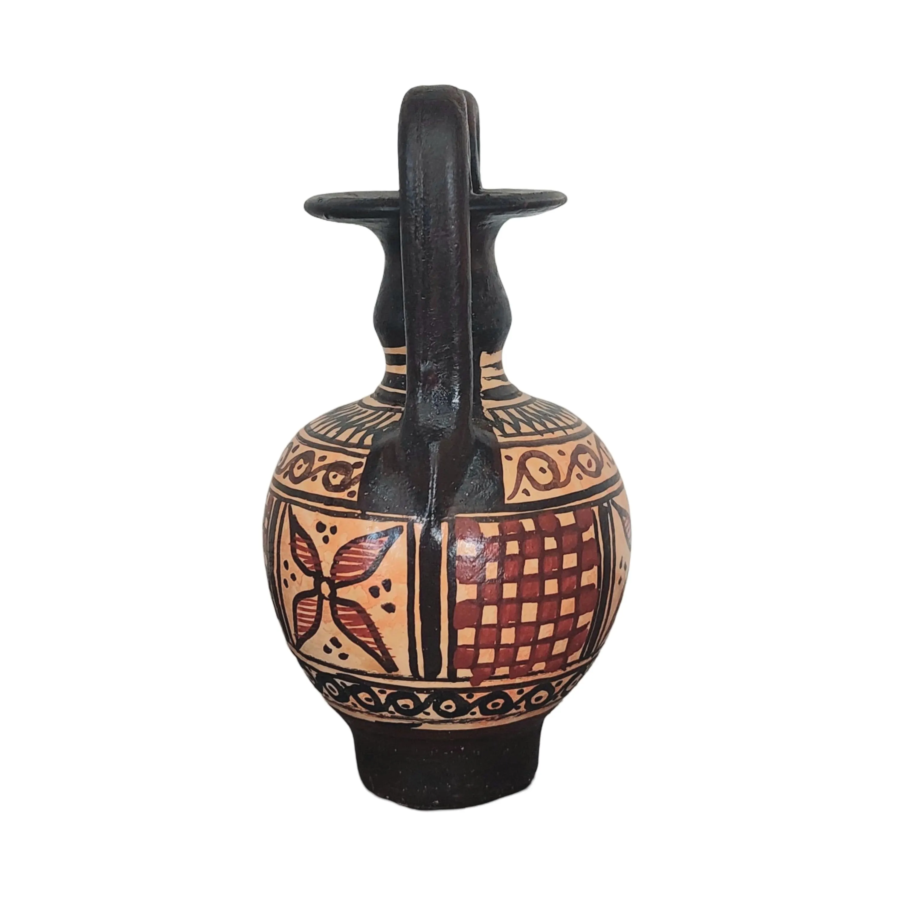 Greek Geometric Terracotta Mini Amphora With Rosette Motif Handmade 9cm Ceramic Vase — additional product image 3 from DadArt