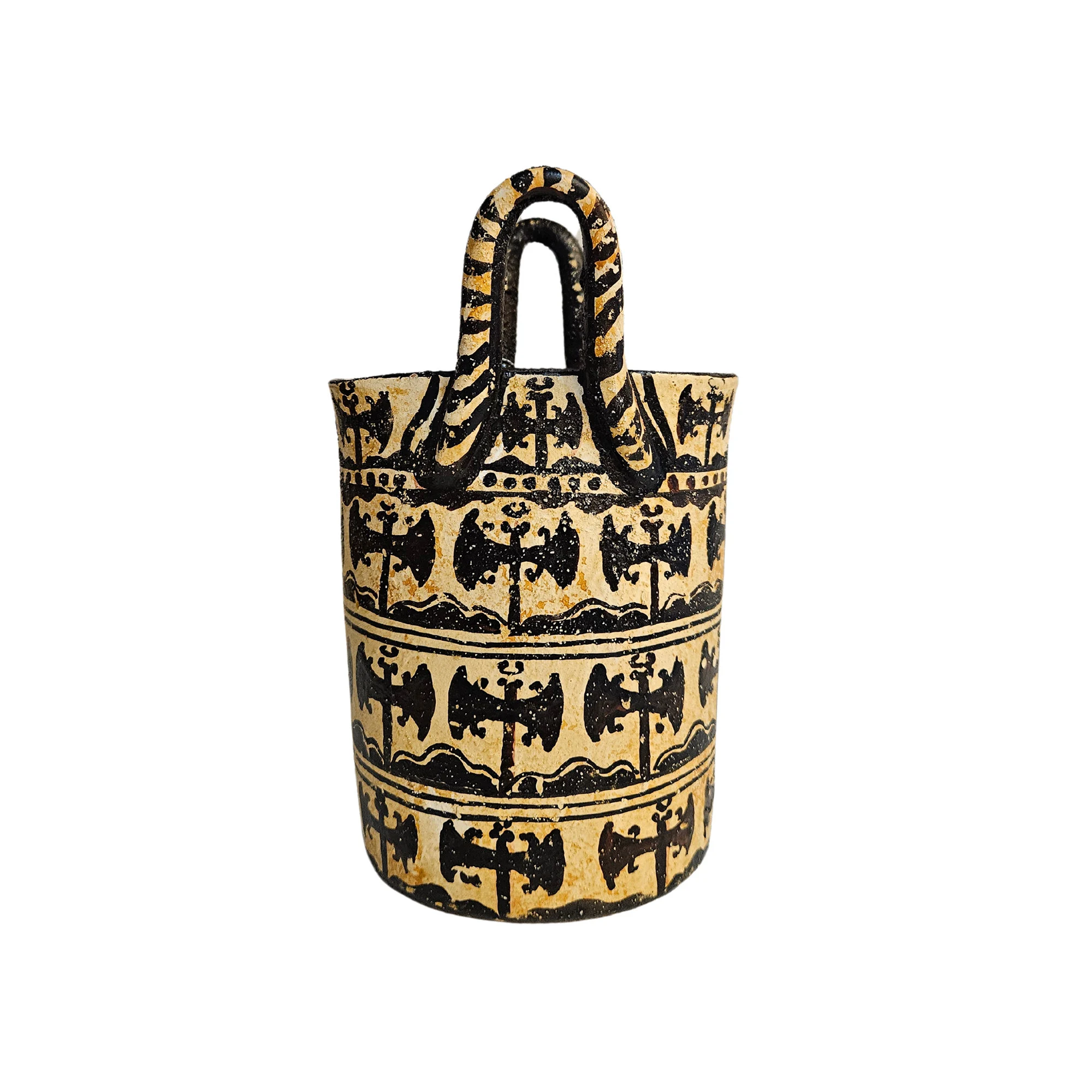 Basket Vessel Minoan Period Greek Ceramic Terracotta Vase Hand Painted — additional product image 5 from DadArt