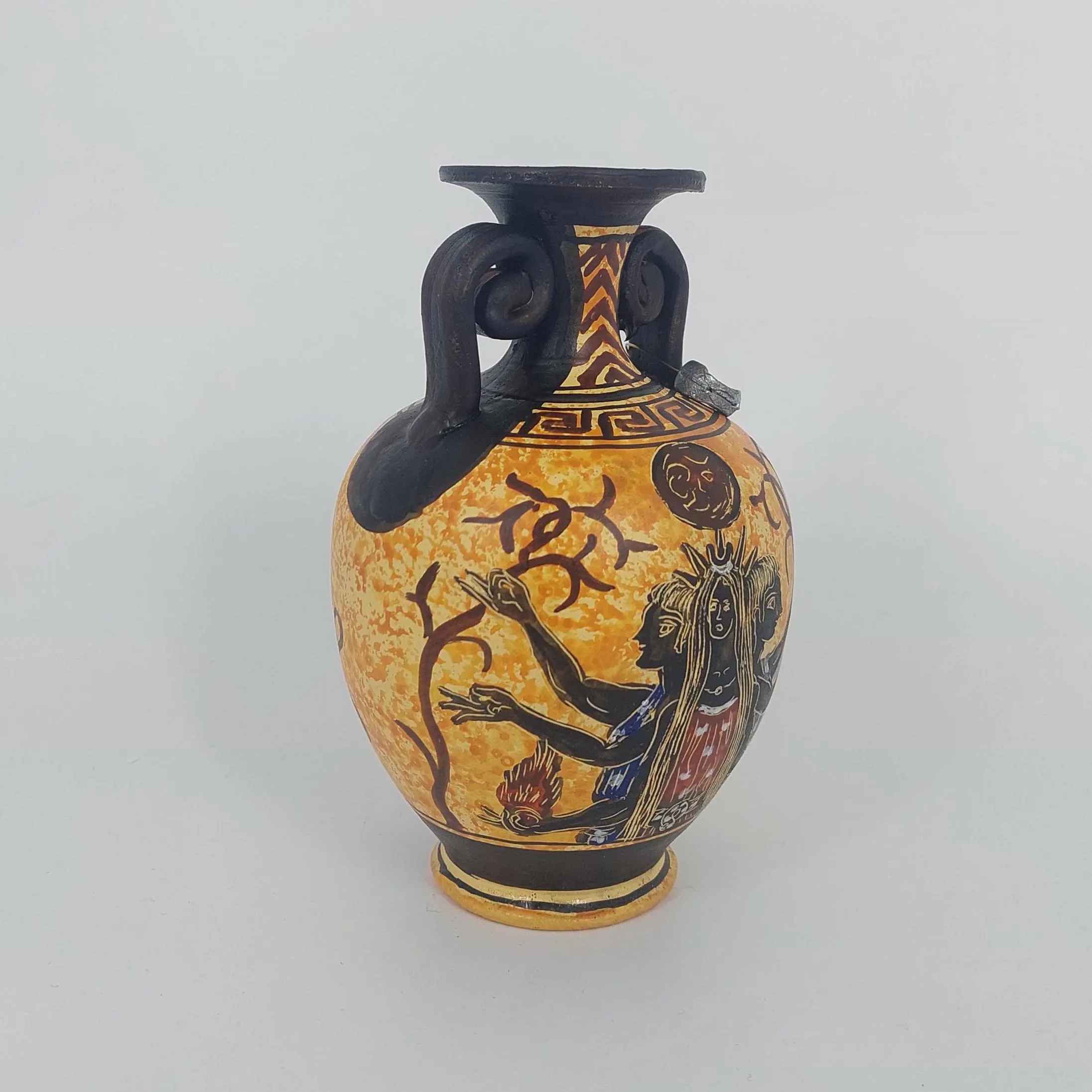 Hecate Goddess Amphora Vessel Greek Ceramic Terracotta Hand Painted Unique Piece 14cm — additional product image 2 from DadArt