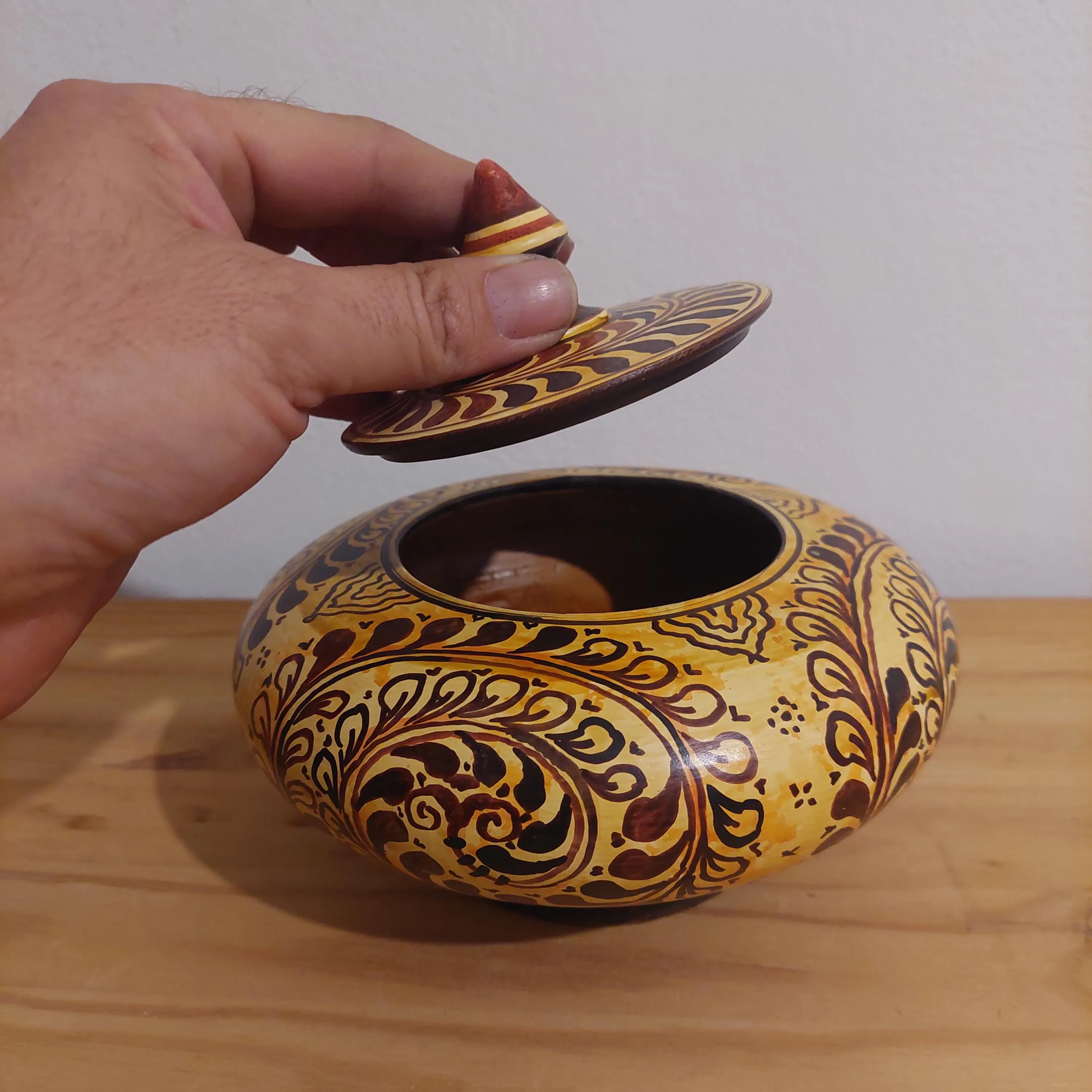 Handmade Ceramic Jewelry Box: Greek Floral Trinket Jar — additional product image 5 from DadArt