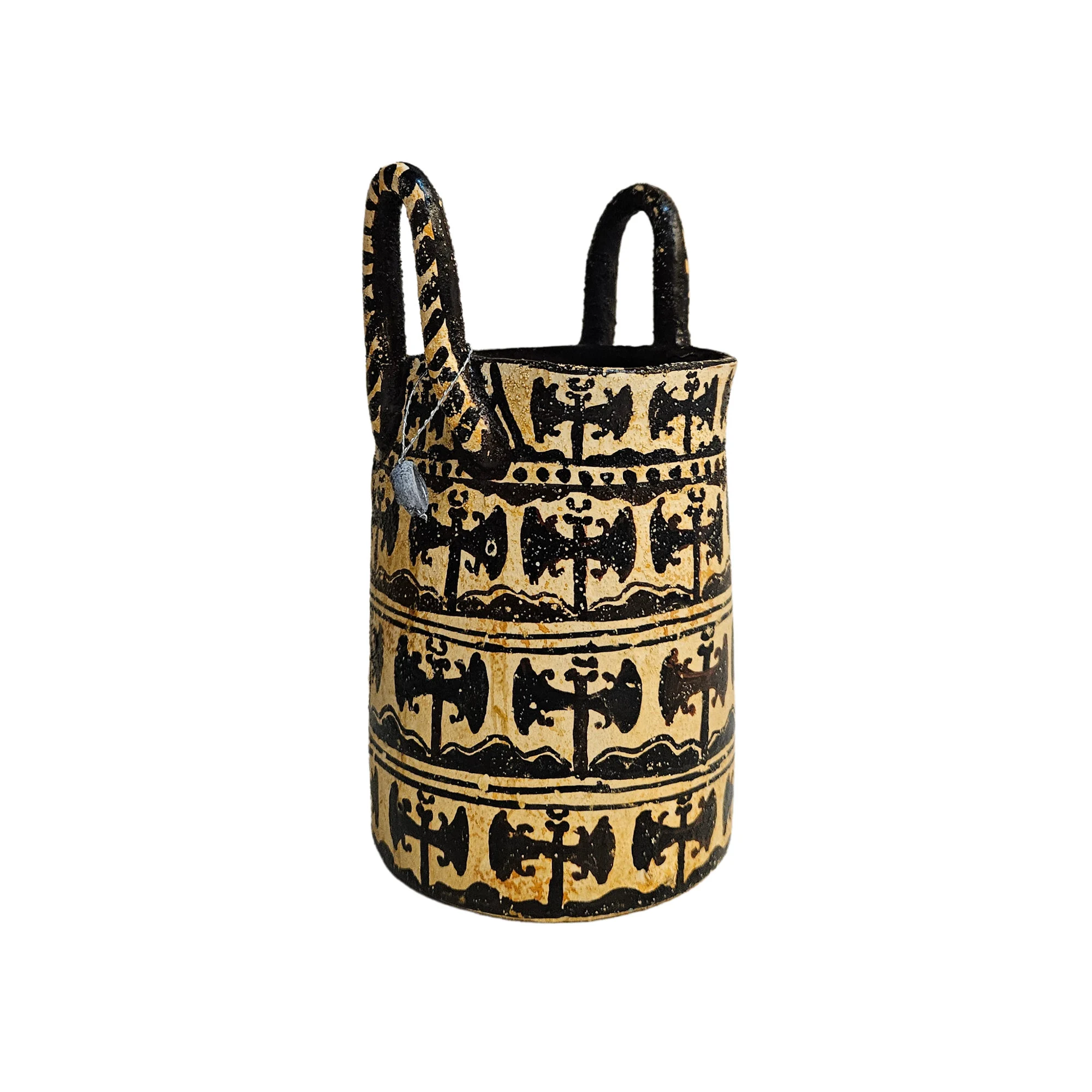 Basket Vessel Minoan Period Greek Ceramic Terracotta Vase Hand Painted — additional product image 2 from DadArt
