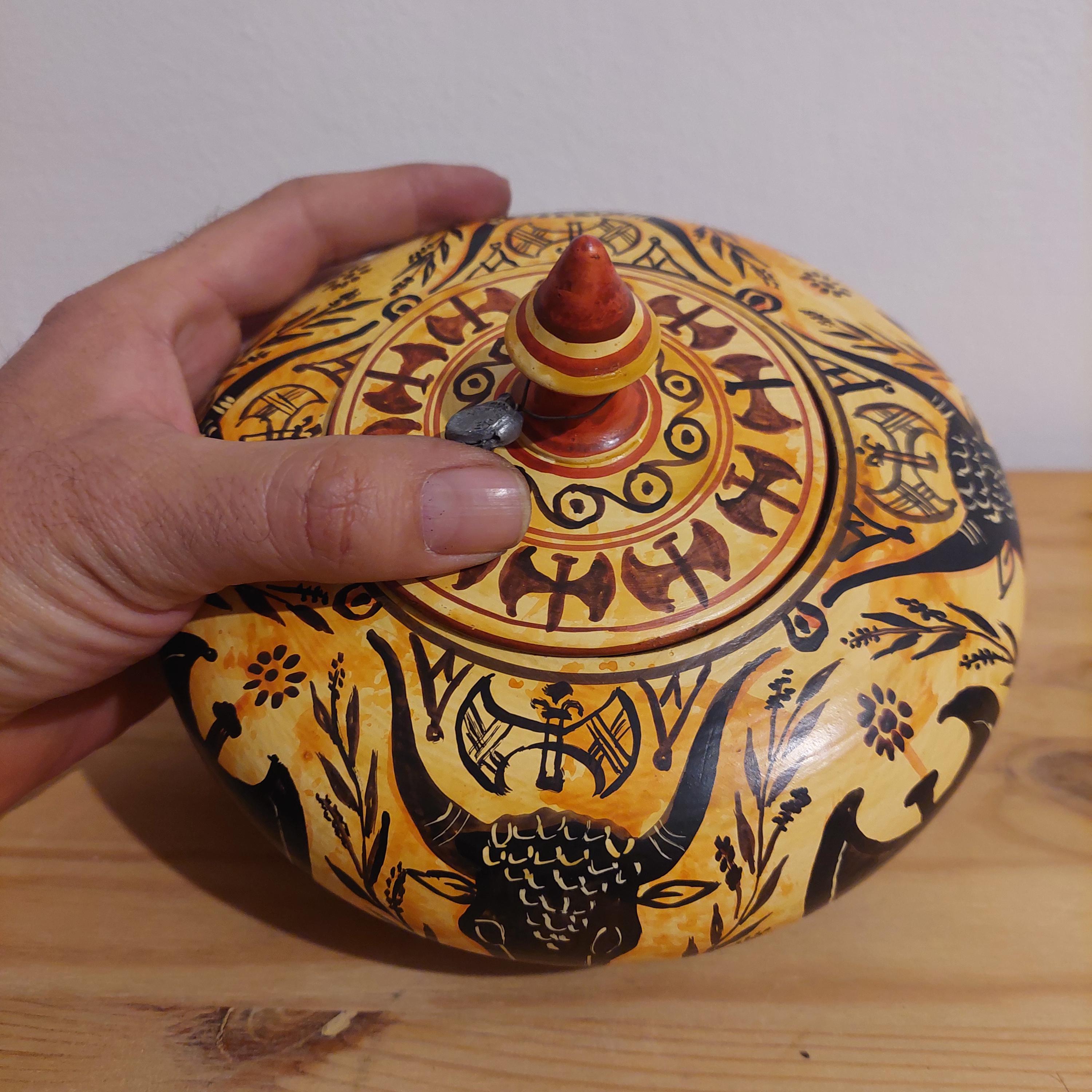 Handmade Minoan Bull Head Ceramic Pot: Mediterranean Art Decor — additional product image 8 from DadArt