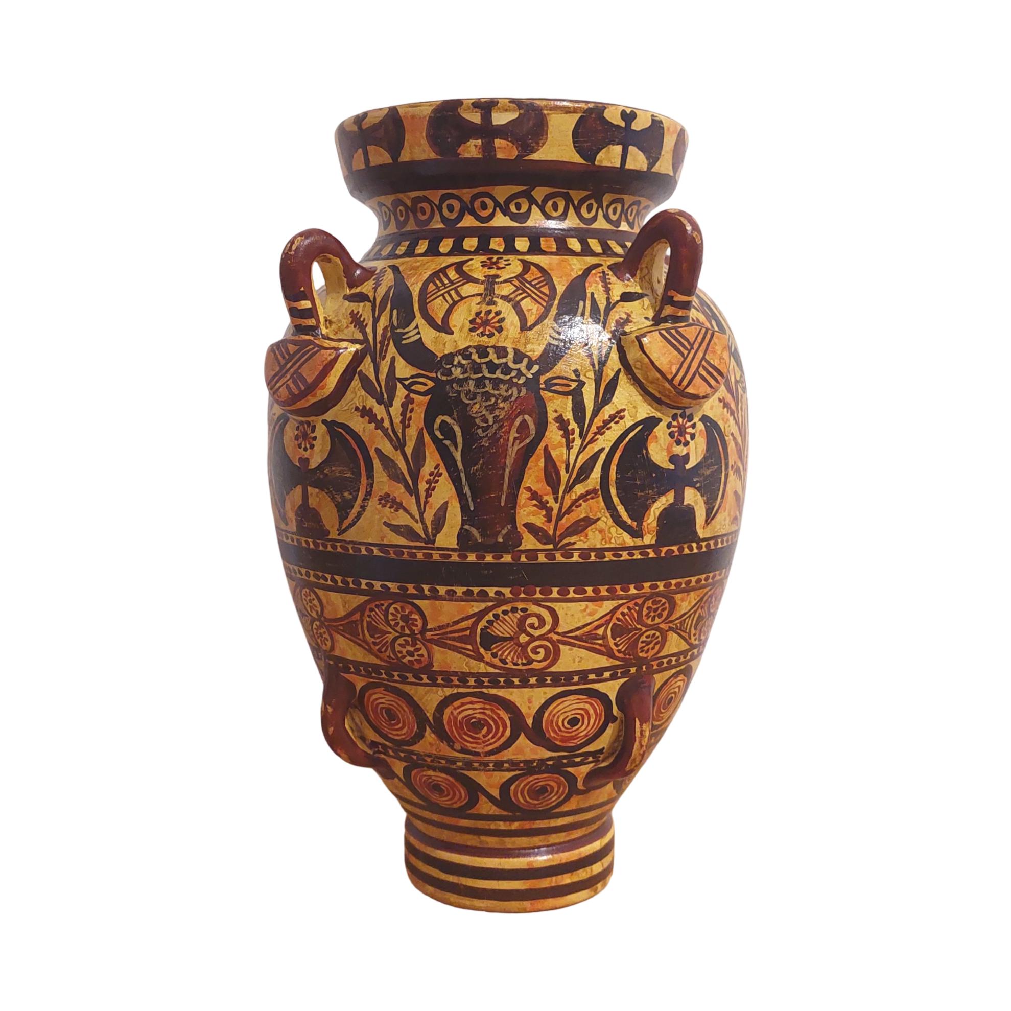 Minoan Bull Head Amphora Ceramic Vase Ancient Greece Knossos Double Axe Pattern — additional product image 2 from DadArt