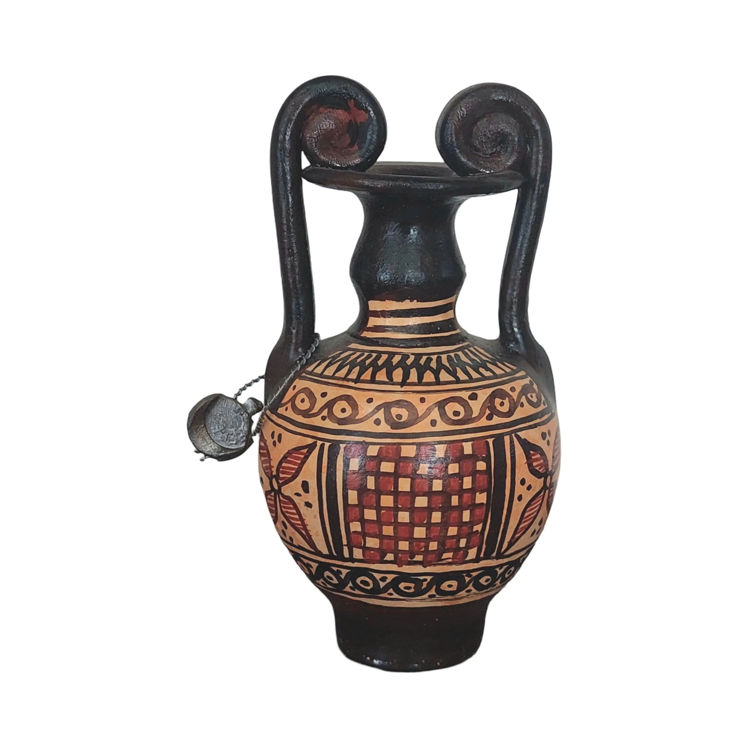 Greek Geometric Terracotta Mini Amphora With Rosette Motif Handmade 9cm Ceramic Vase — additional product image 4 from DadArt