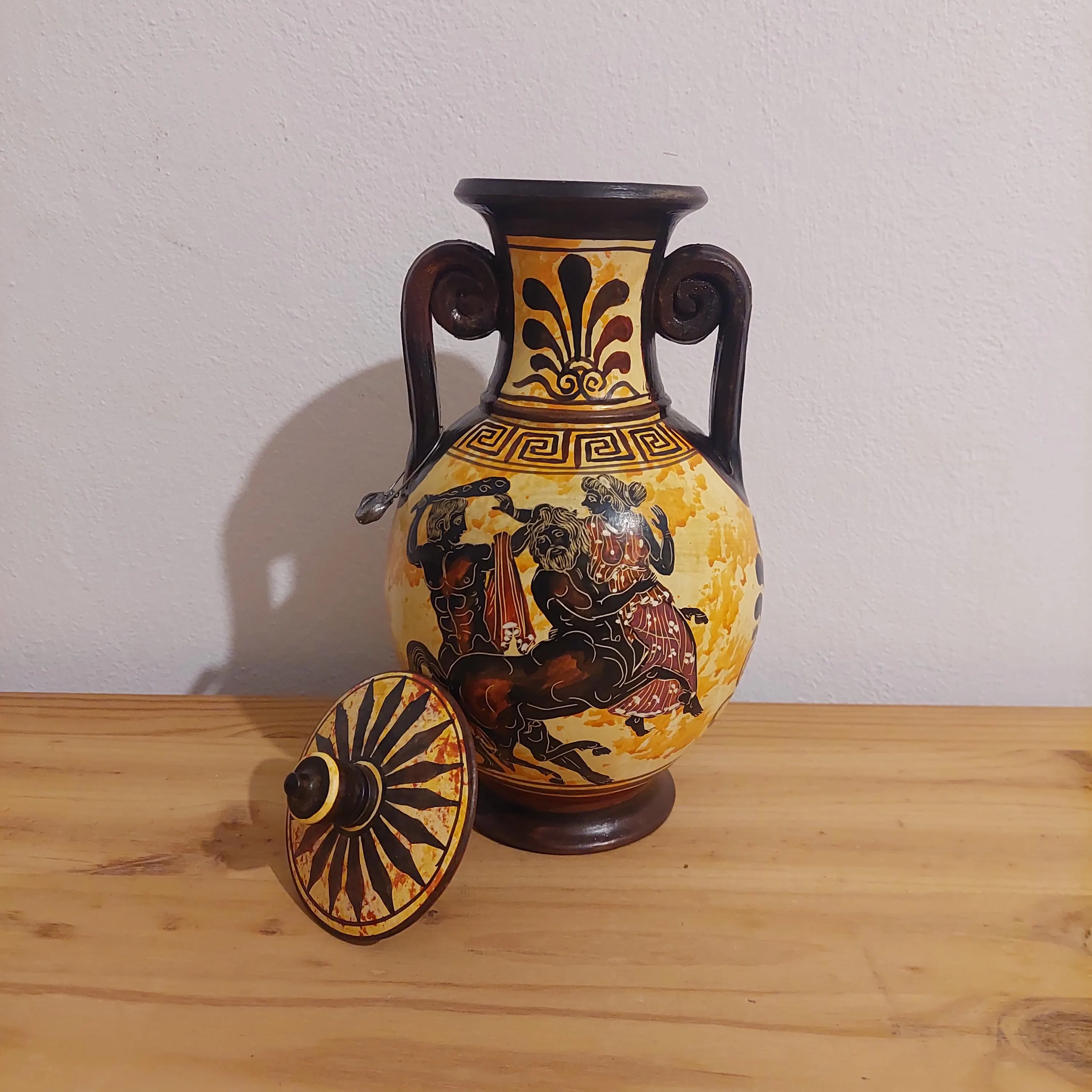 Handmade Greek Mythology Ceramic Amphora: Aphrodite & Heroic Battle Vase — additional product image 2 from DadArt