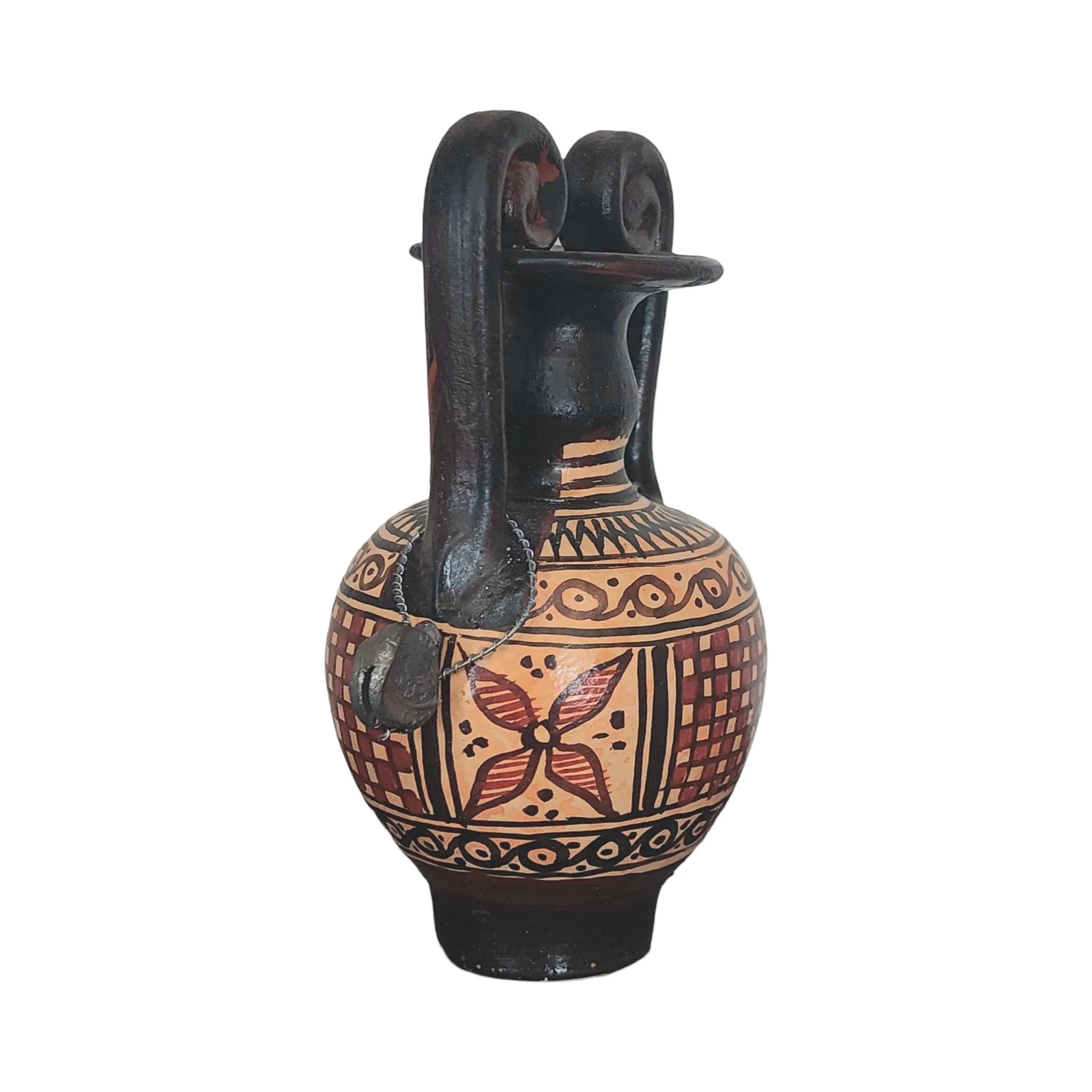 Greek Geometric Terracotta Mini Amphora With Rosette Motif Handmade 9cm Ceramic Vase — additional product image 5 from DadArt