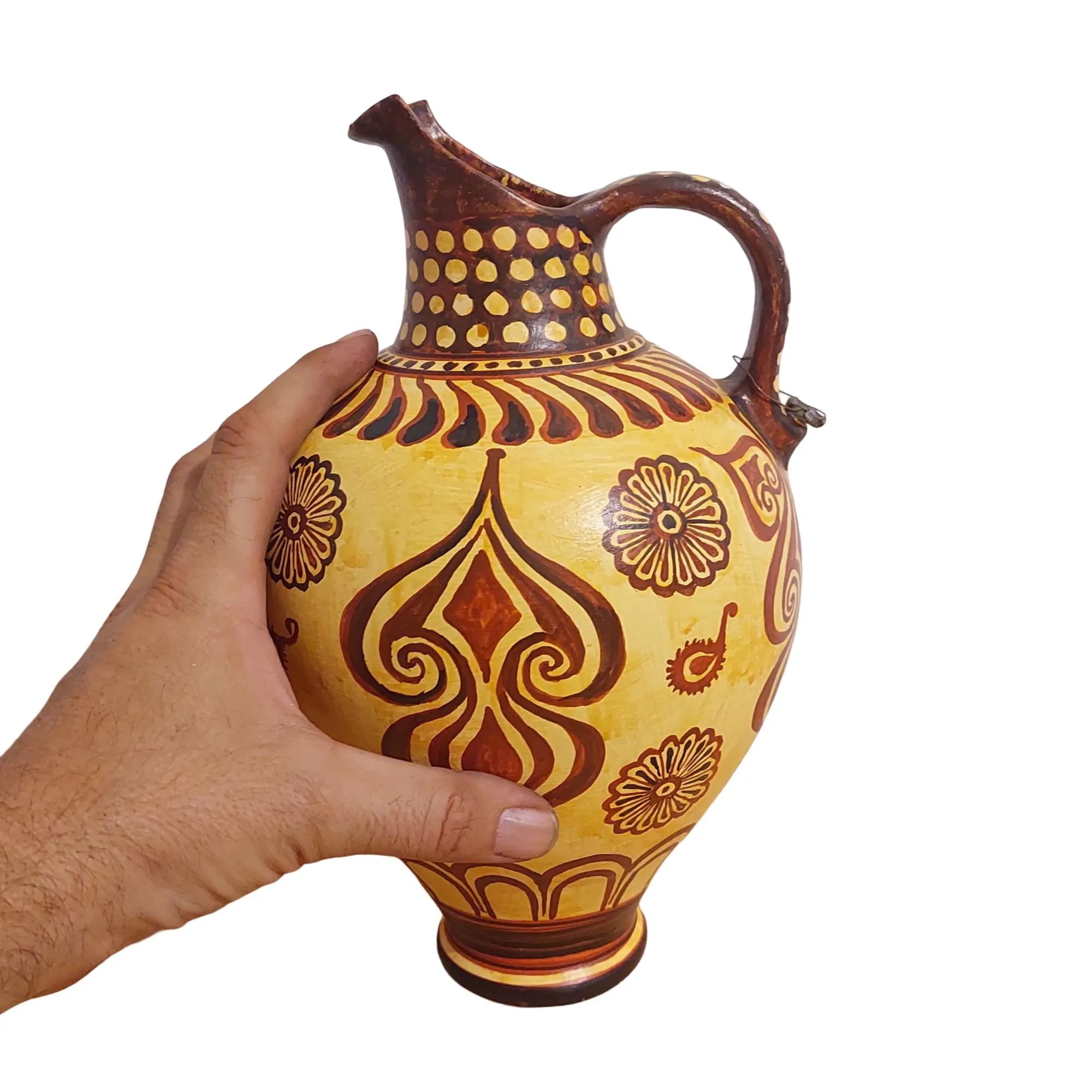 Minoan Floral Style Ceramic Oinochoe Vase Ancient Greece Rosettes — additional product image 6 from DadArt