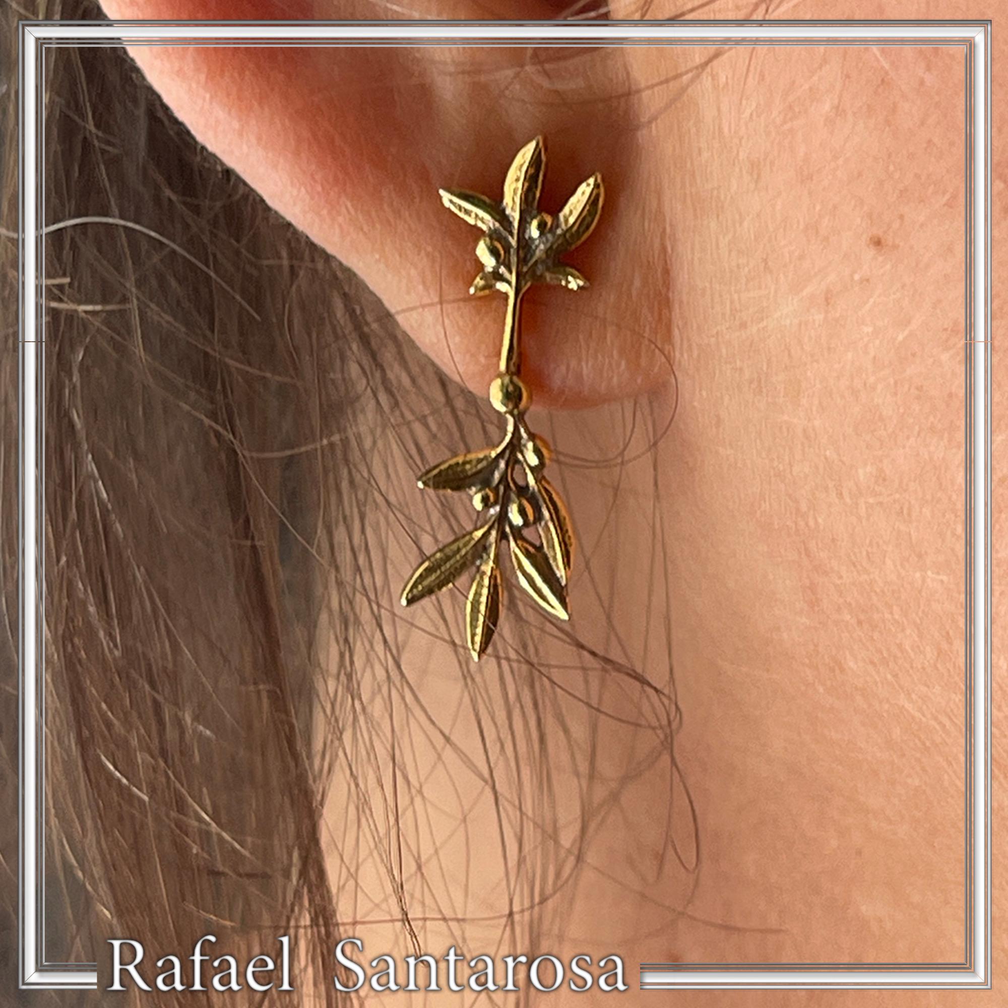 18K Gold Filled Sterling Silver Olive Branch Dangle Earrings: Floral Olive Greek Jewelry — additional product image 10 from Rafael Santarosa Fine Jewelry
