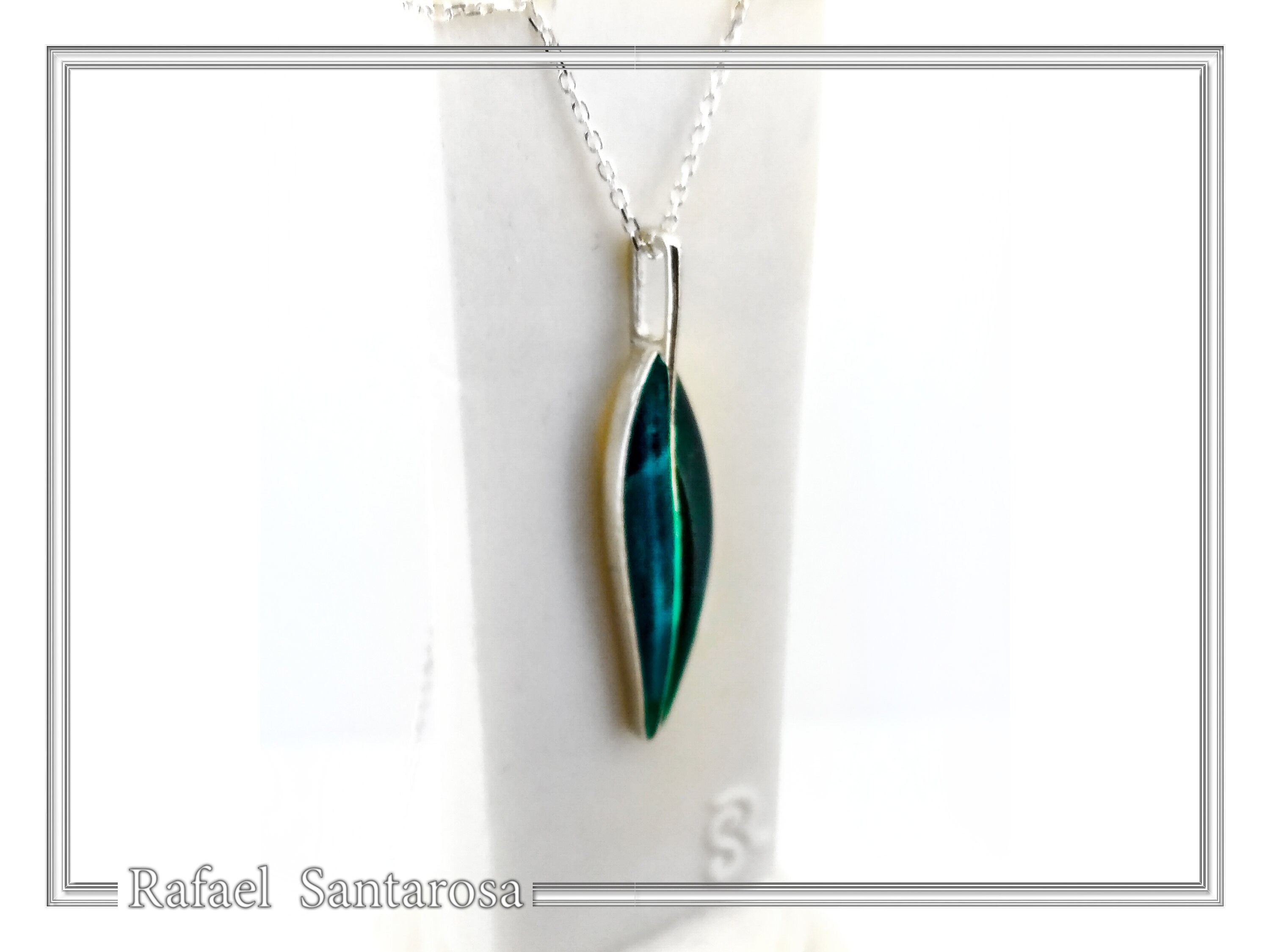Olive Leaf minimal Pendant: Sterling Silver Enamel Floral Necklace — additional product image 7 from Rafael Santarosa Fine Jewelry