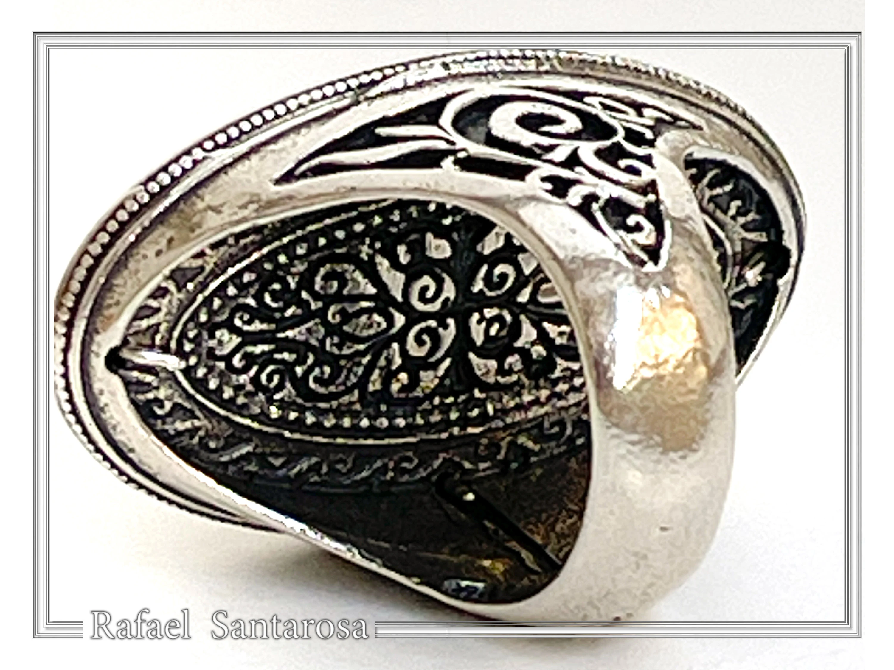 Natural Lapis Lazuli Big Byzantine Ring: Oxidized & 18k Gold Filled Sterling Silver — additional product image 10 from Rafael Santarosa Fine Jewelry