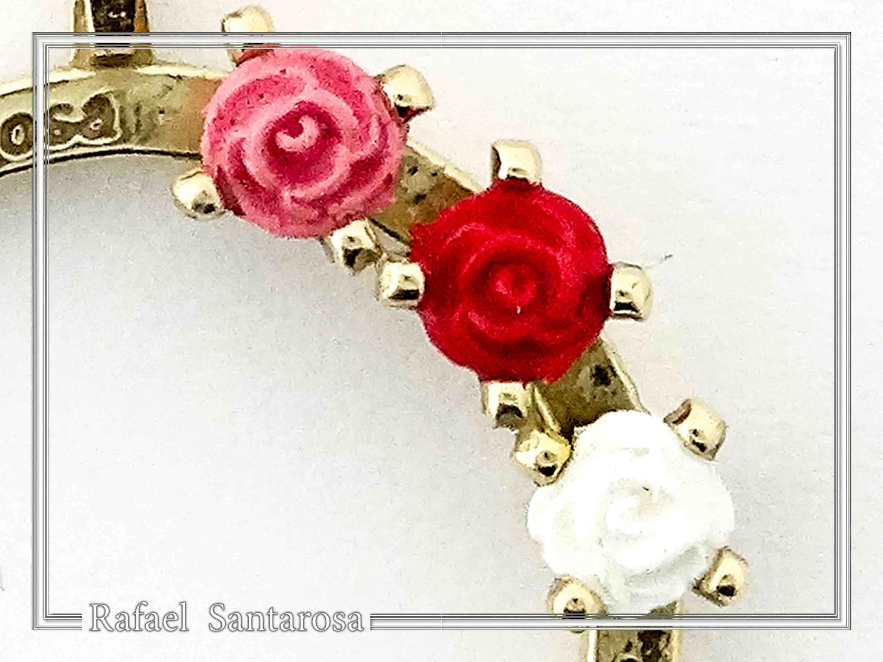 Rose Flowers Alabaster Gems Floral Charm for Girls: Sterling Silver 18K Gold Filled Necklace — additional product image 2 from Rafael Santarosa Fine Jewelry