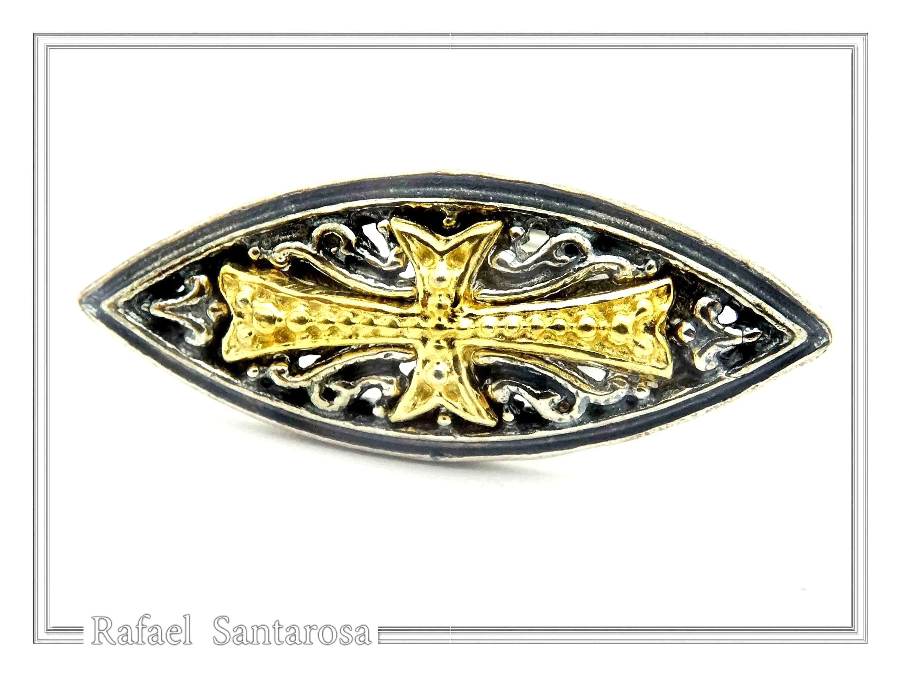 Knights Order of Malta Cross Cufflinks. Johne's order Replica: 18K Gold Filled & Oxidized Silver — additional product image 4 from Rafael Santarosa Fine Jewelry