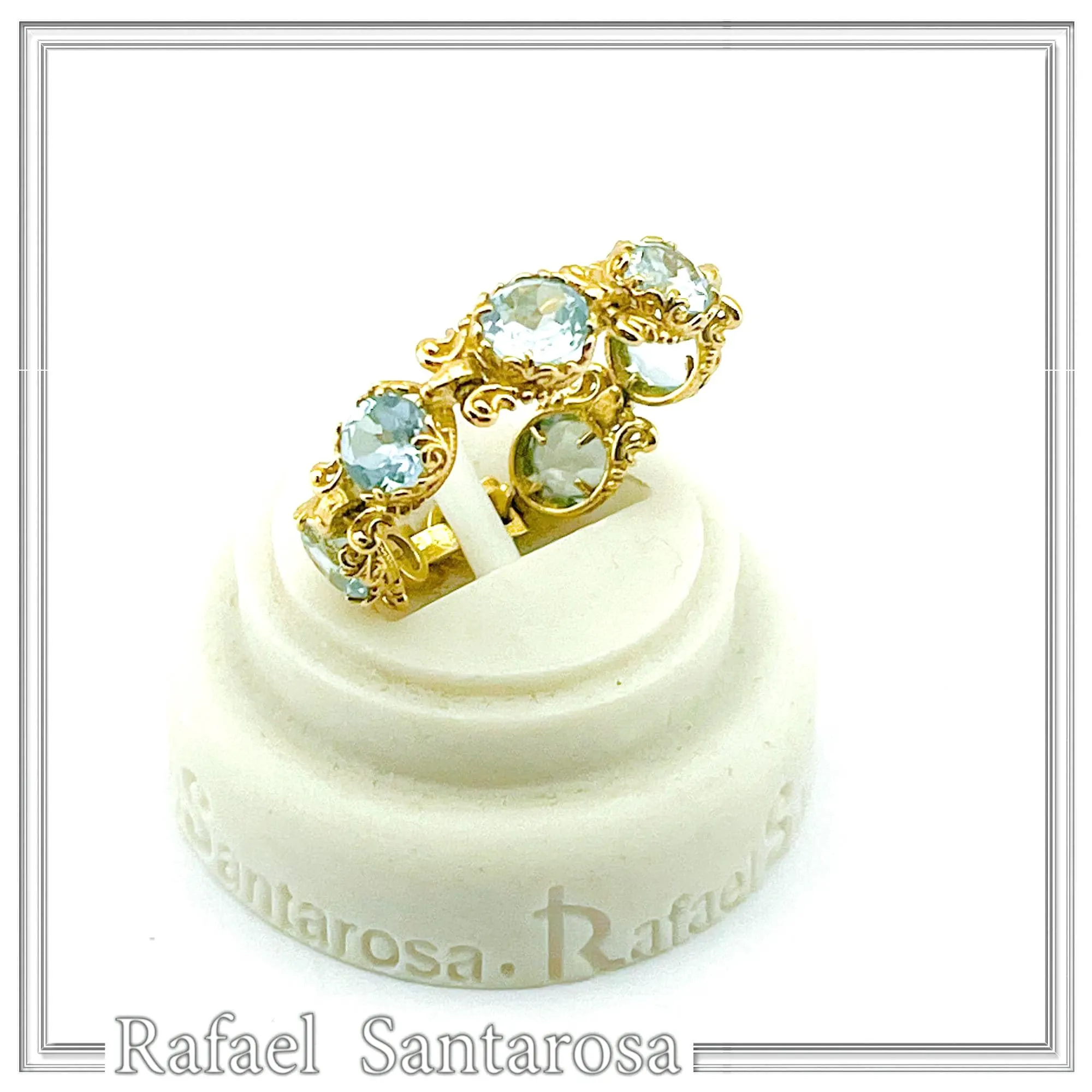 Byzantine Genuine Sky-Blue Topaz Filigree Beaded Ring: 18k Gold Filled Sterling Silver — additional product image 7 from Rafael Santarosa Fine Jewelry