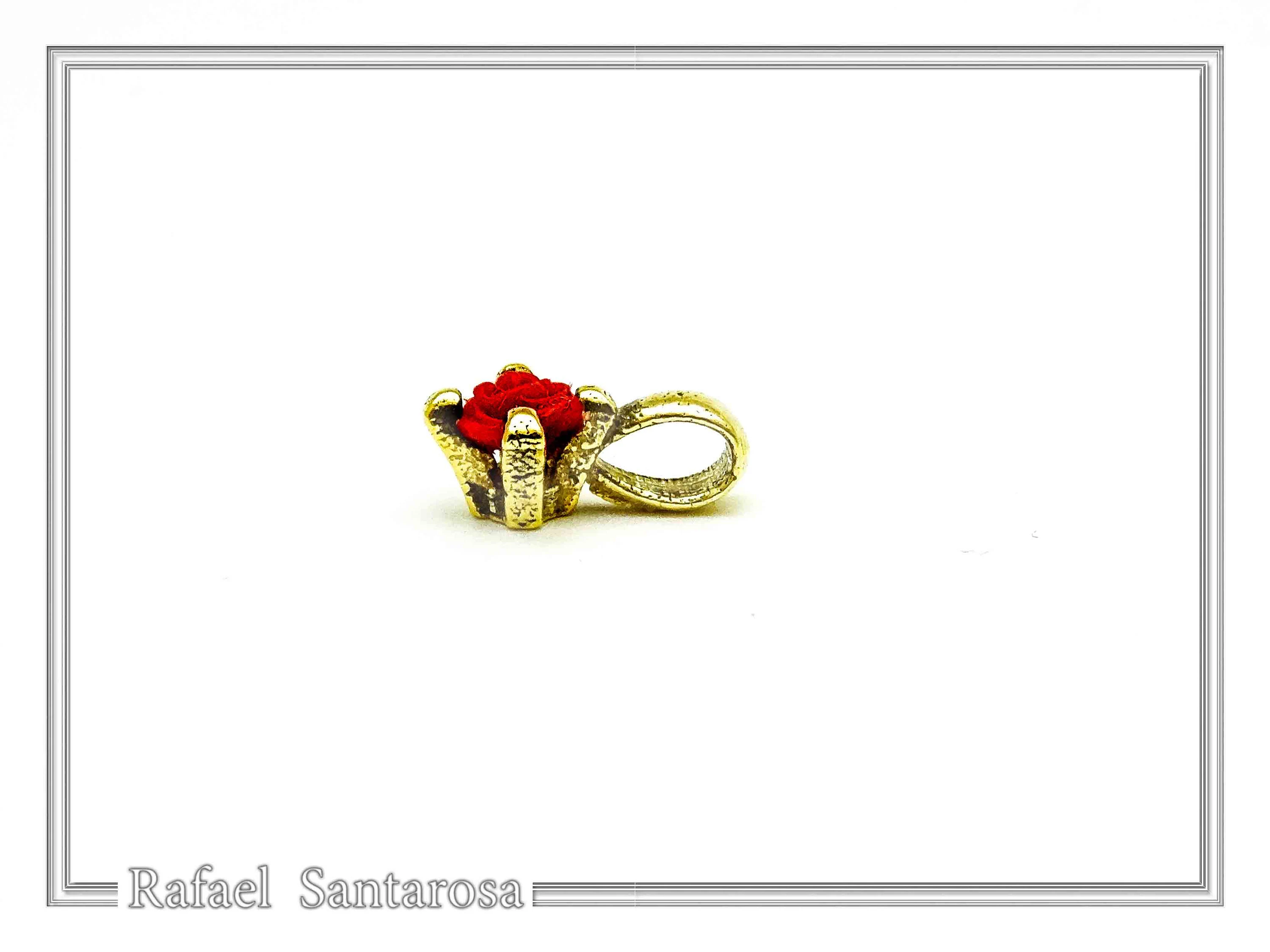 Rose Flower Pendant: Handmade Sculptured Alabaster and 18K Gold-Filled Sterling Silver Necklace — additional product image 5 from Rafael Santarosa Fine Jewelry