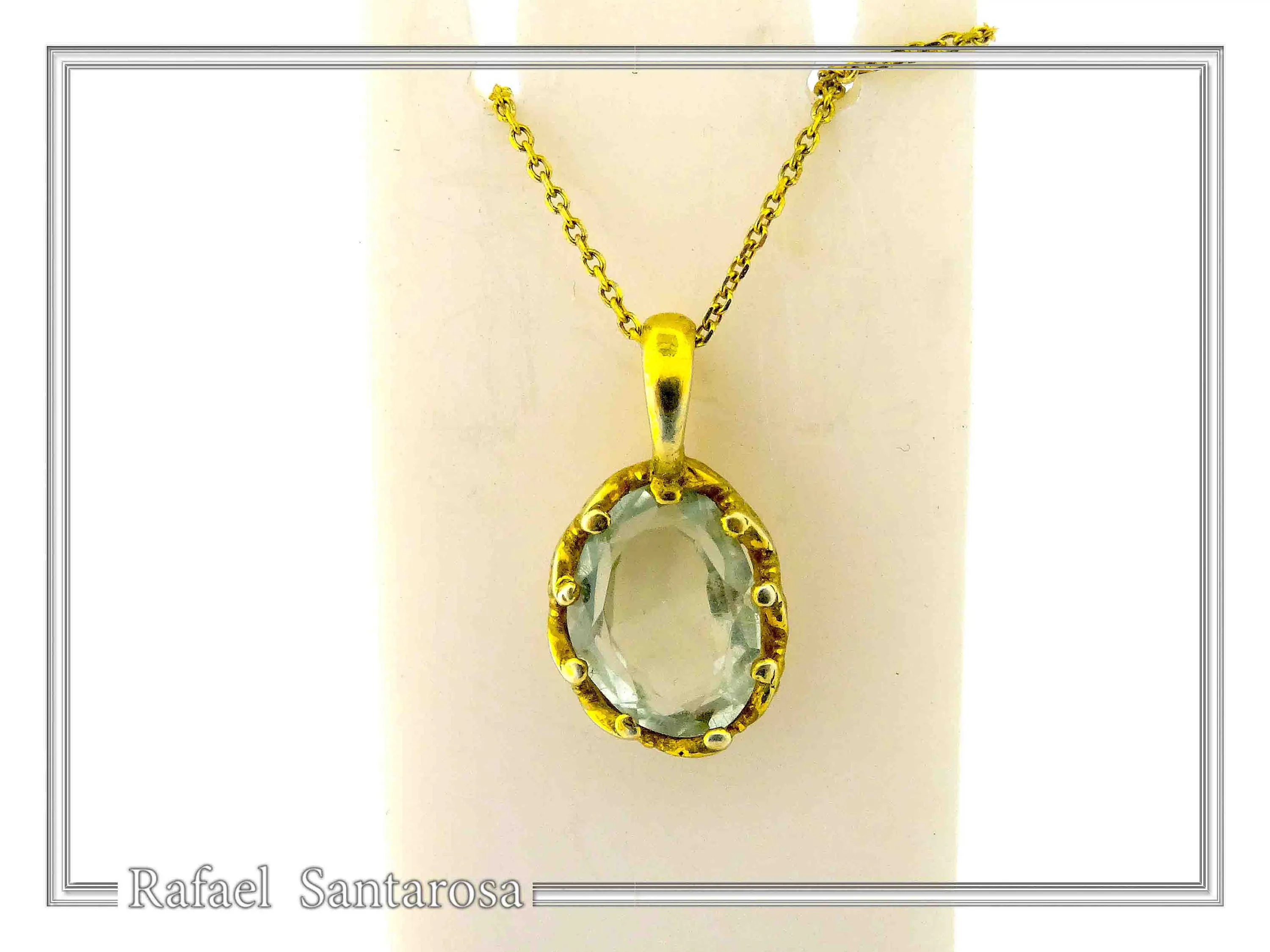 Filigree Bezel on Natural Sky Blue Topaz Pendant: Sterling Silver 18K Gold-Filled — additional product image 7 from Rafael Santarosa Fine Jewelry