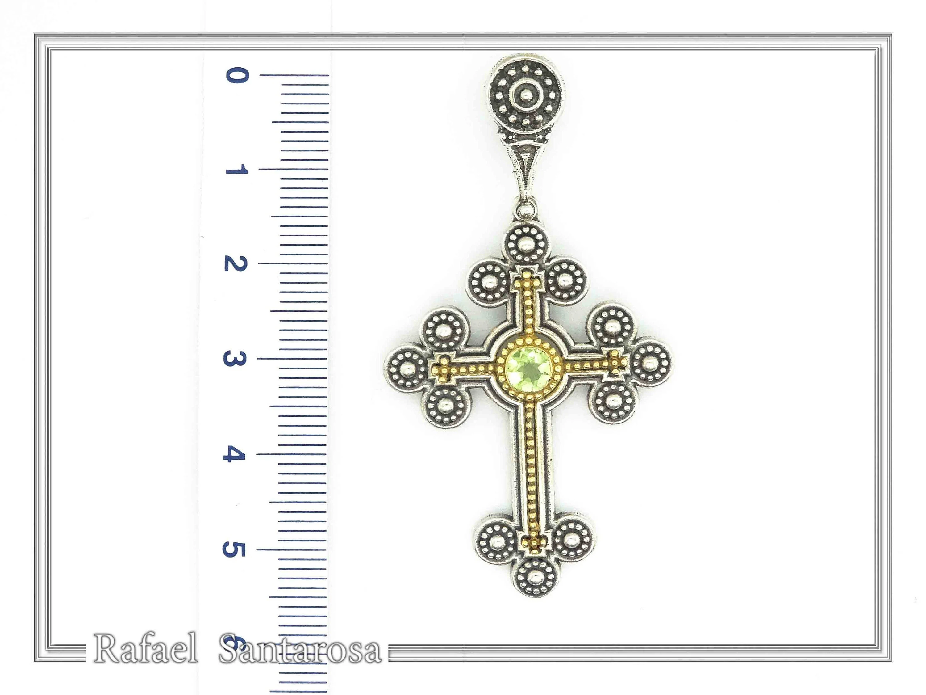 Peridot, Garnet, Topaz, Amethyst, Pearl or Lapis Oxidized Sterling Silver Byzantine Cross Religious Necklace — additional product image 8 from Rafael Santarosa Fine Jewelry