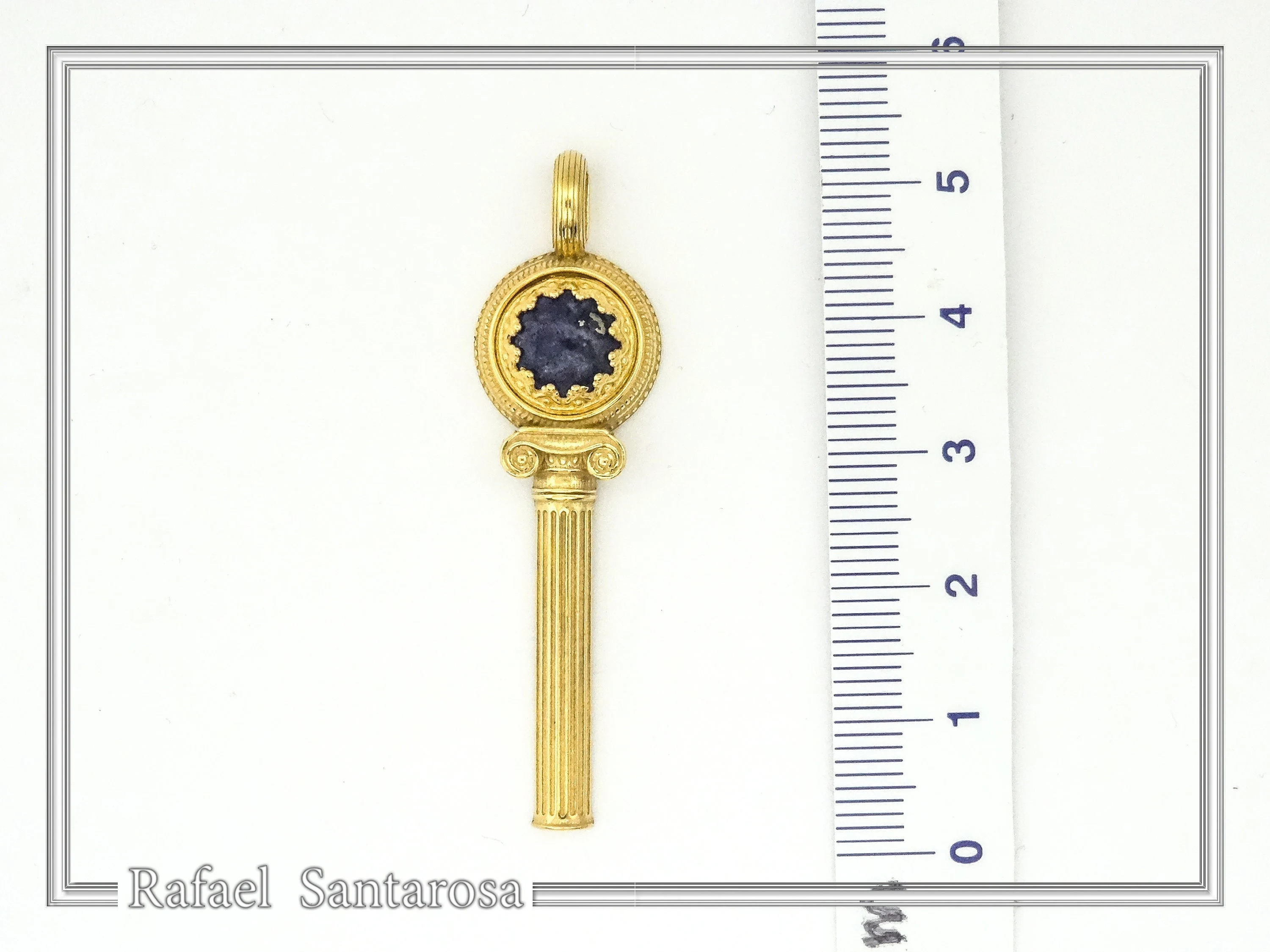 Lapis Lazuli Pendant Ancient Greek Column Necklace: 18K Gold Filled Sterling Silver — additional product image 8 from Rafael Santarosa Fine Jewelry