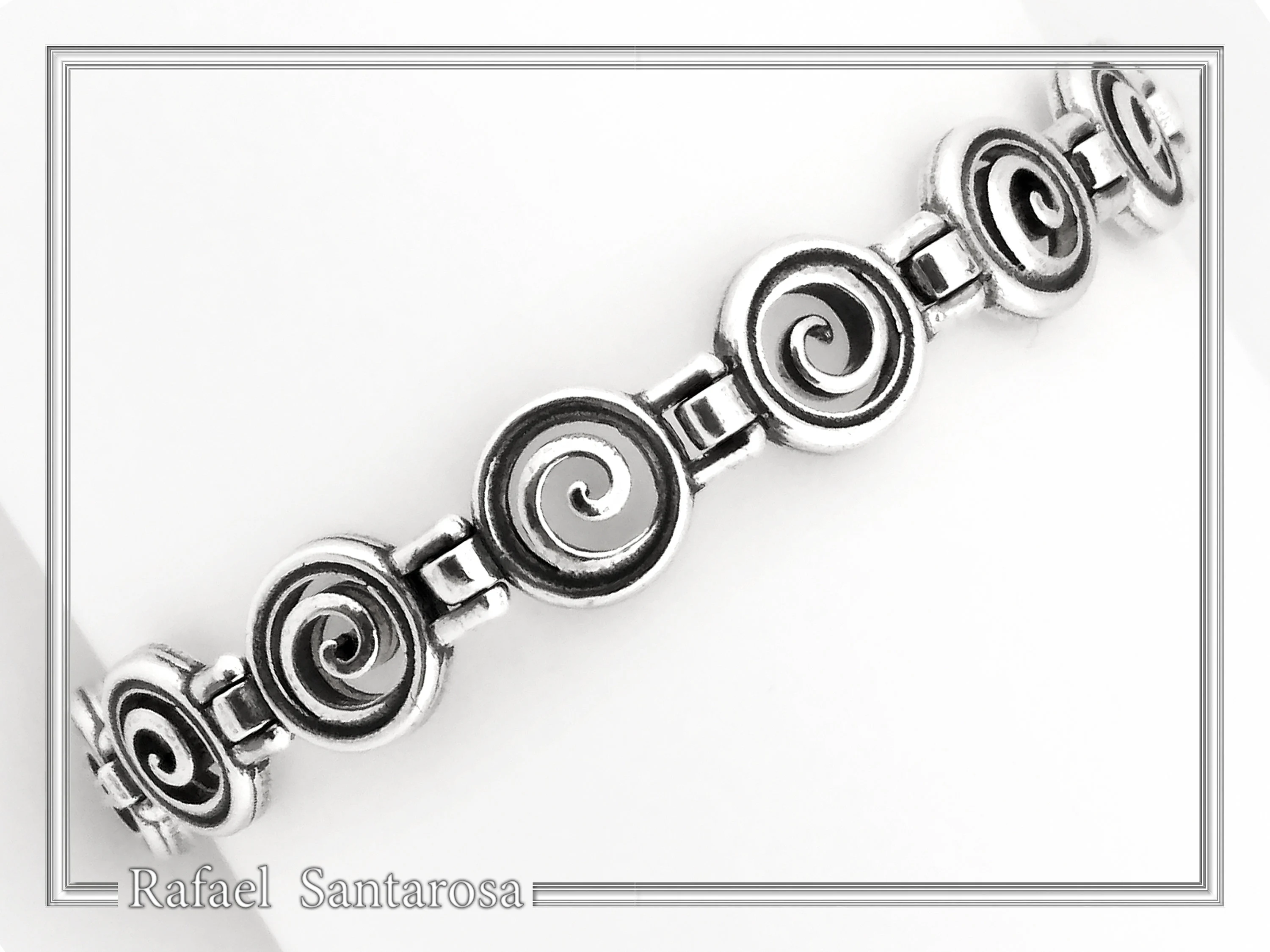 Spiral Eternity Symbol Beaded Bracelet: Ancient Greek Museum Silver Jewelry — additional product image 7 from Rafael Santarosa Fine Jewelry