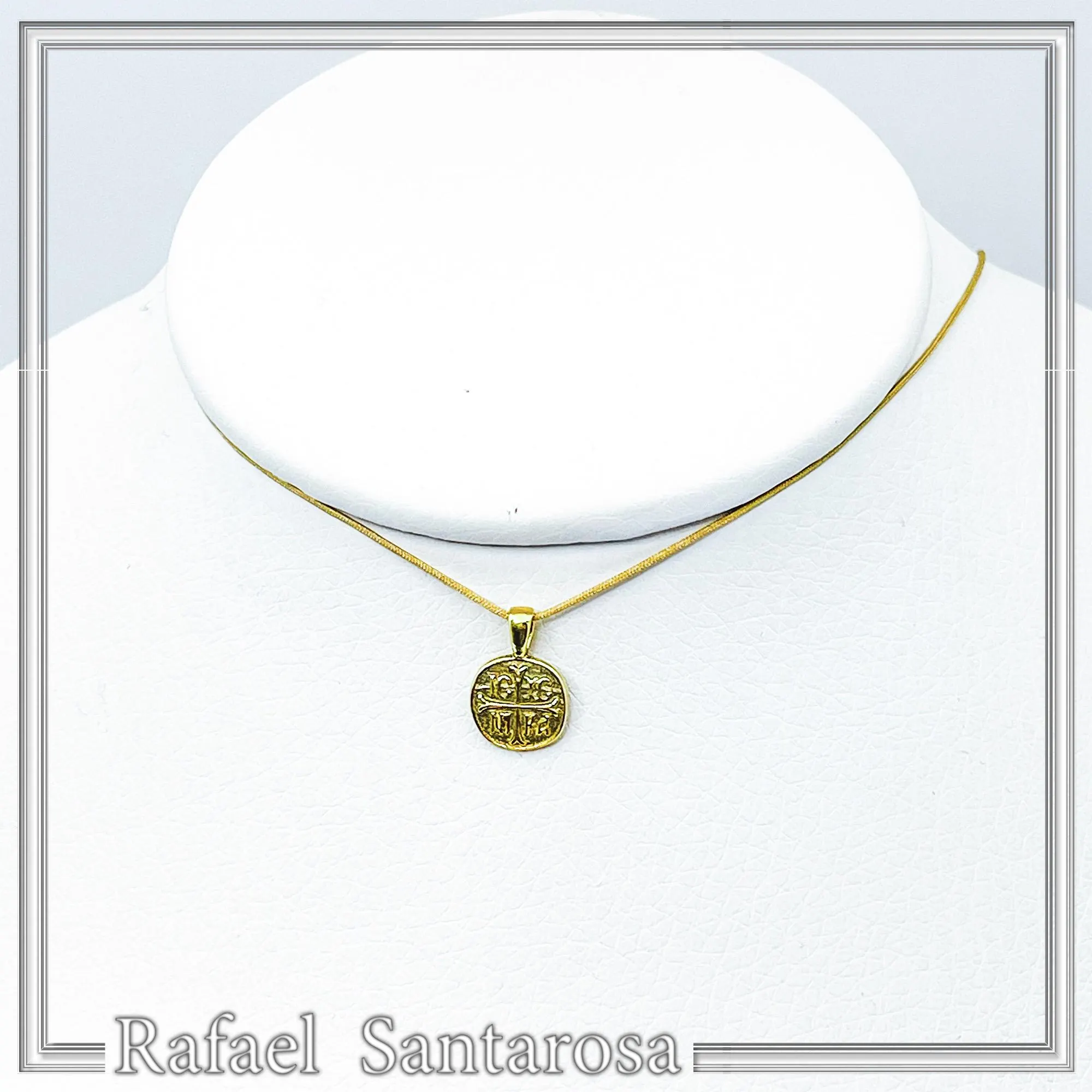 Extra Tiny Protection cross Konstantinato coin icxc nika necklace gold filled silver. — additional product image 7 from Rafael Santarosa Fine Jewelry