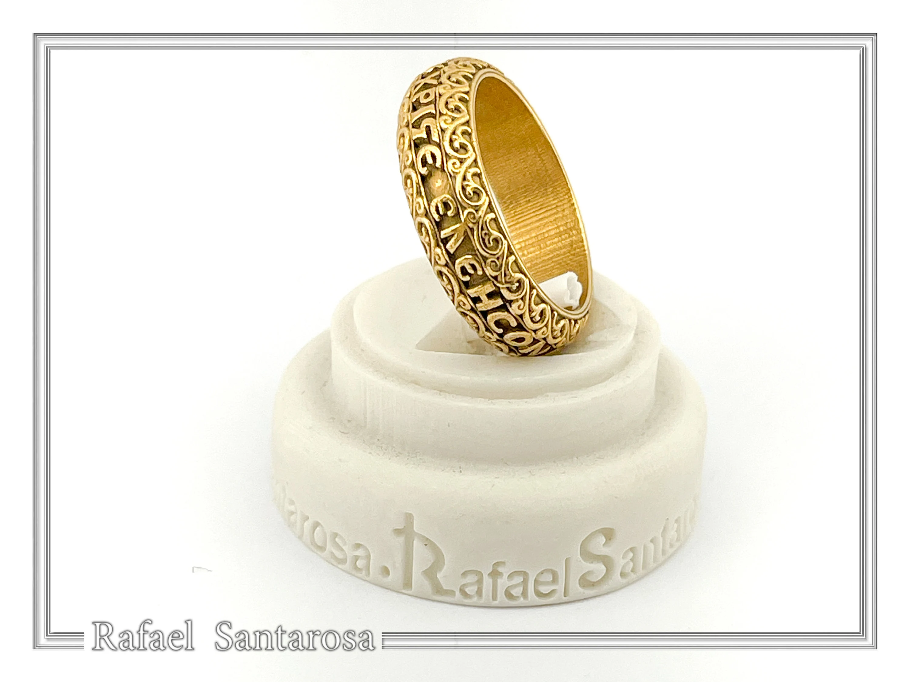 Orthodox Religious "Jesus Have Mercy" Prayer Ring: Byzantine Solid Gold Wedding Band — additional product image 9 from Rafael Santarosa Fine Jewelry