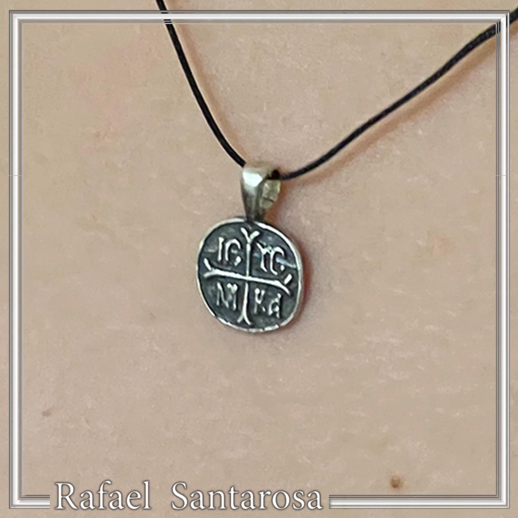 Extra Tiny Protection cross coin Jesus Christ Wins icxc nika necklace Talisman sterling silver. — additional product image 7 from Rafael Santarosa Fine Jewelry