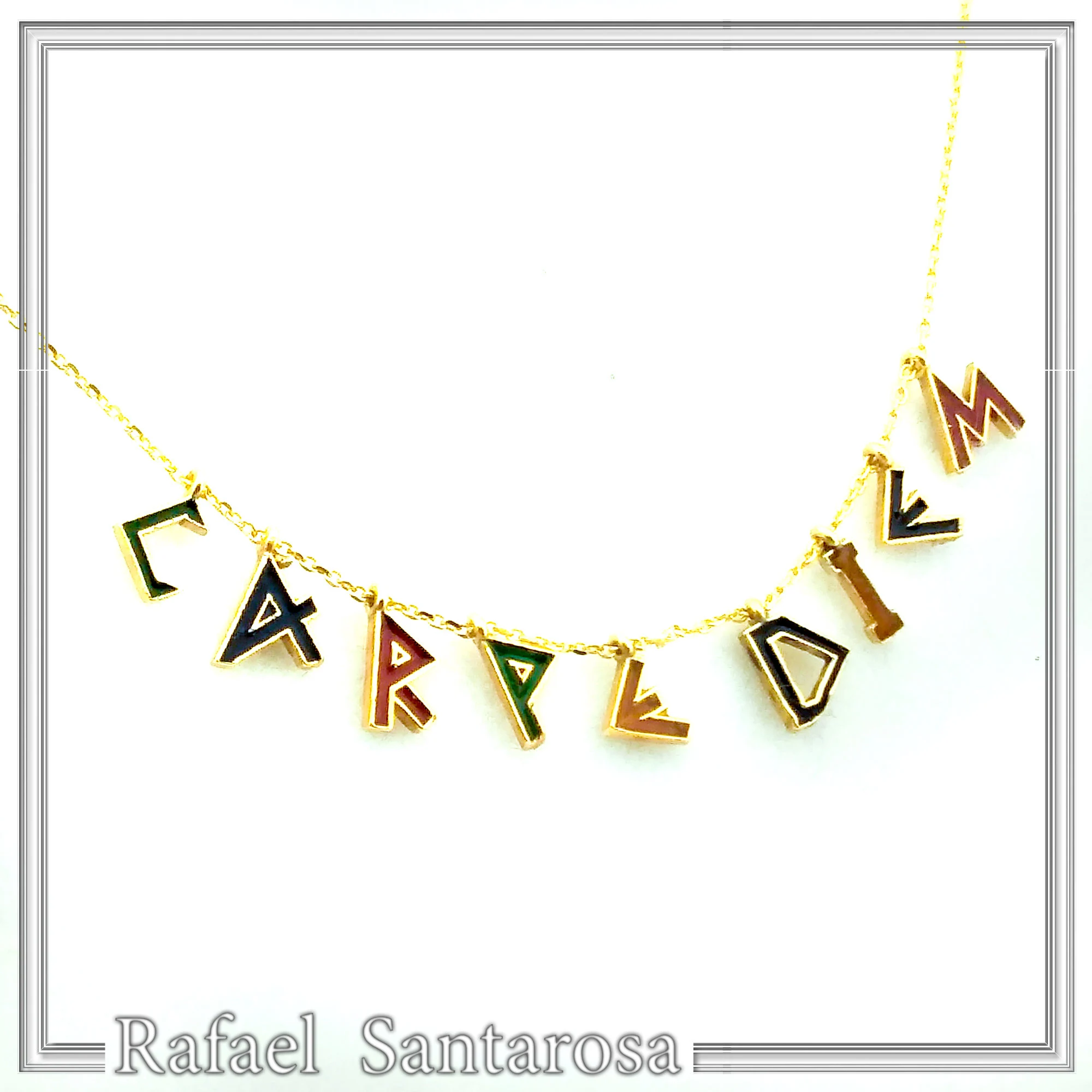 Personalized Carpe Diem Necklace: Gold Filled Silver Beaded Charm, Enamel Latin Font — additional product image 4 from Rafael Santarosa Fine Jewelry