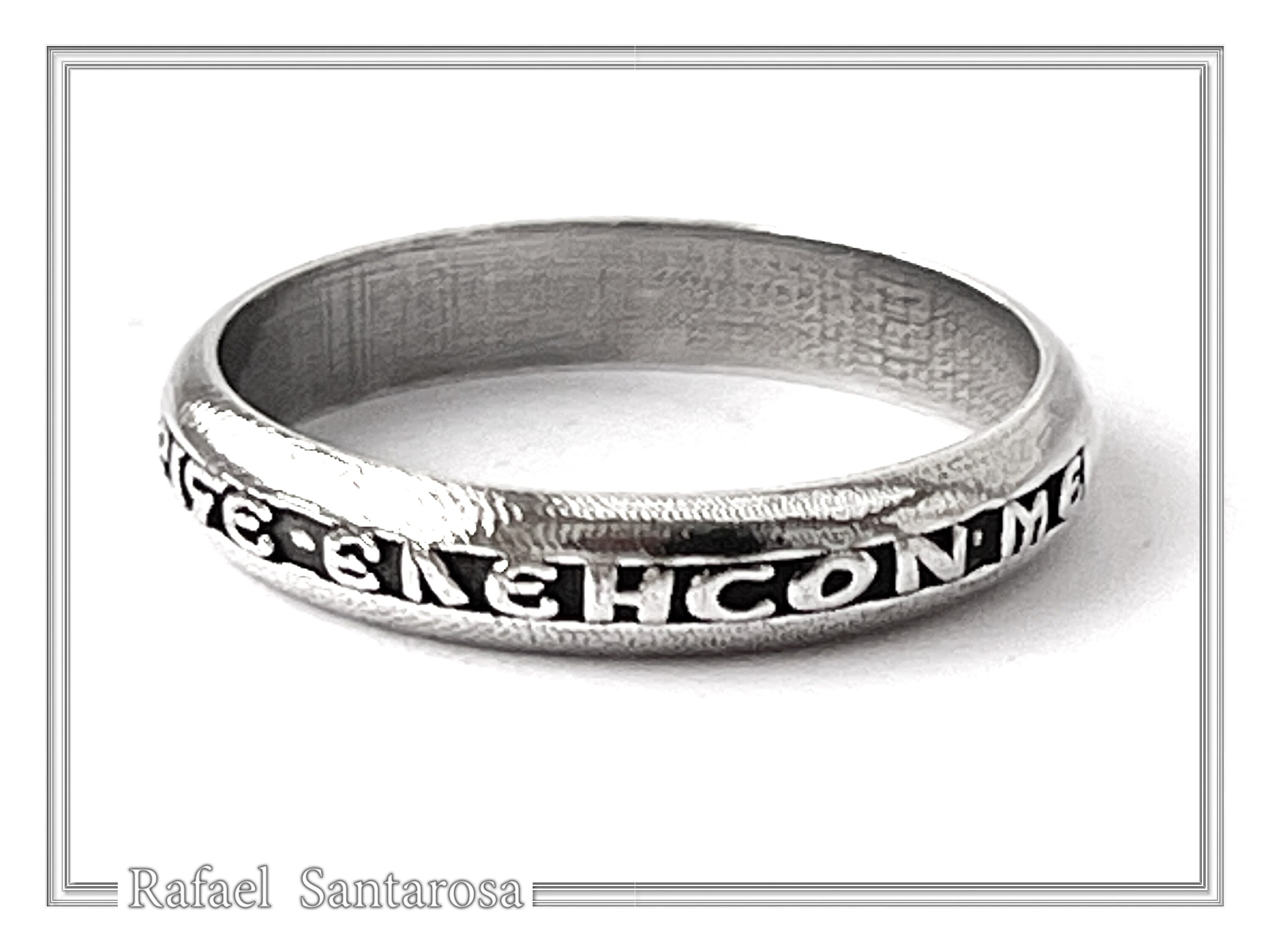 Oxidized Sterling Silver Orthodox Prayer "Kyrie Eleison" Band Ring: Handmade Religious Jewelry — additional product image 7 from Rafael Santarosa Fine Jewelry