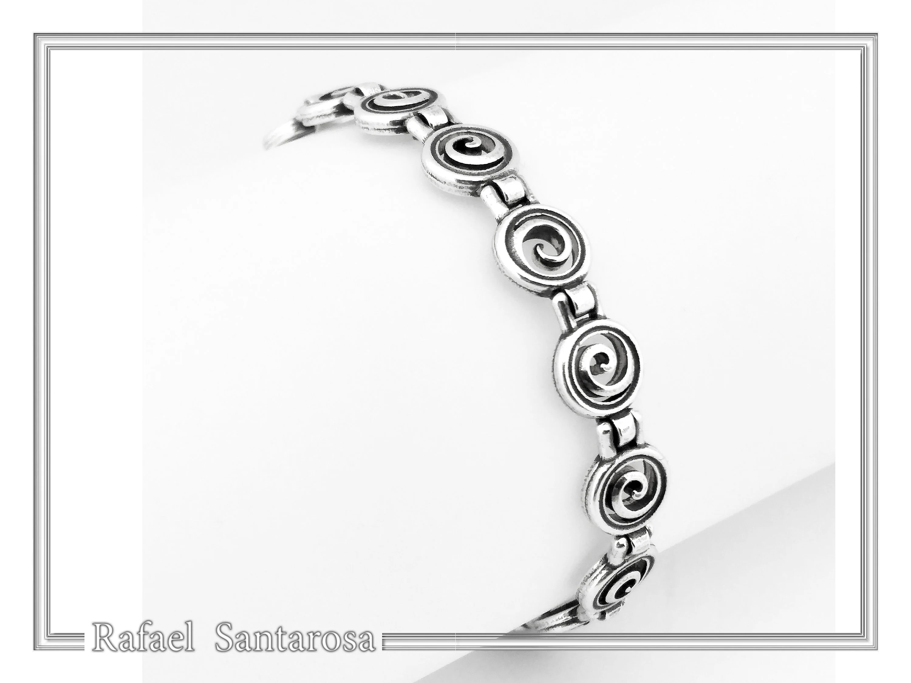 Spiral Eternity Symbol Beaded Bracelet: Ancient Greek Museum Silver Jewelry — additional product image 5 from Rafael Santarosa Fine Jewelry