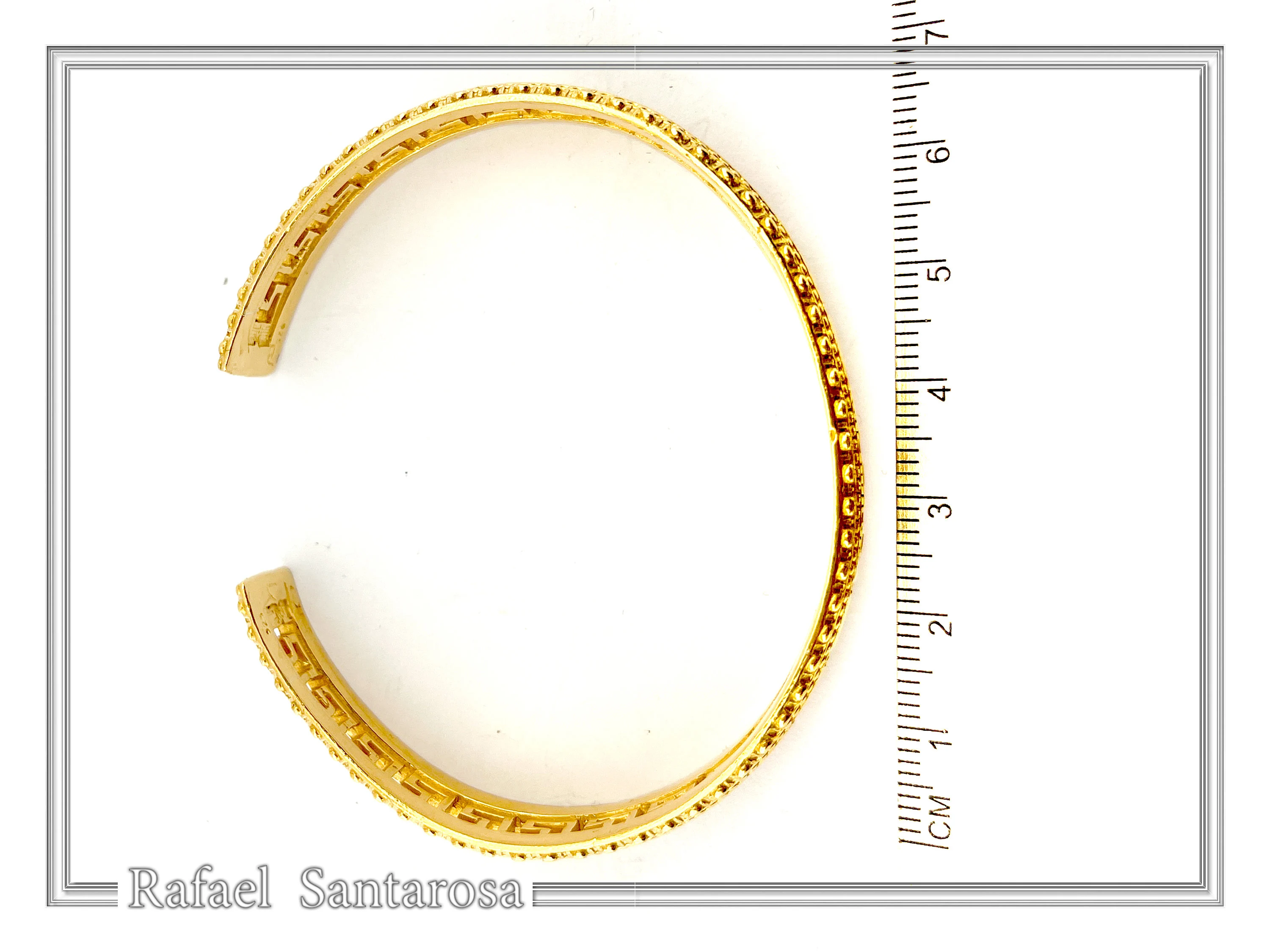 Greek Key Meander Design Adjustable Cuff Bracelet: Sterling Silver 18K Gold Filled — additional product image 7 from Rafael Santarosa Fine Jewelry