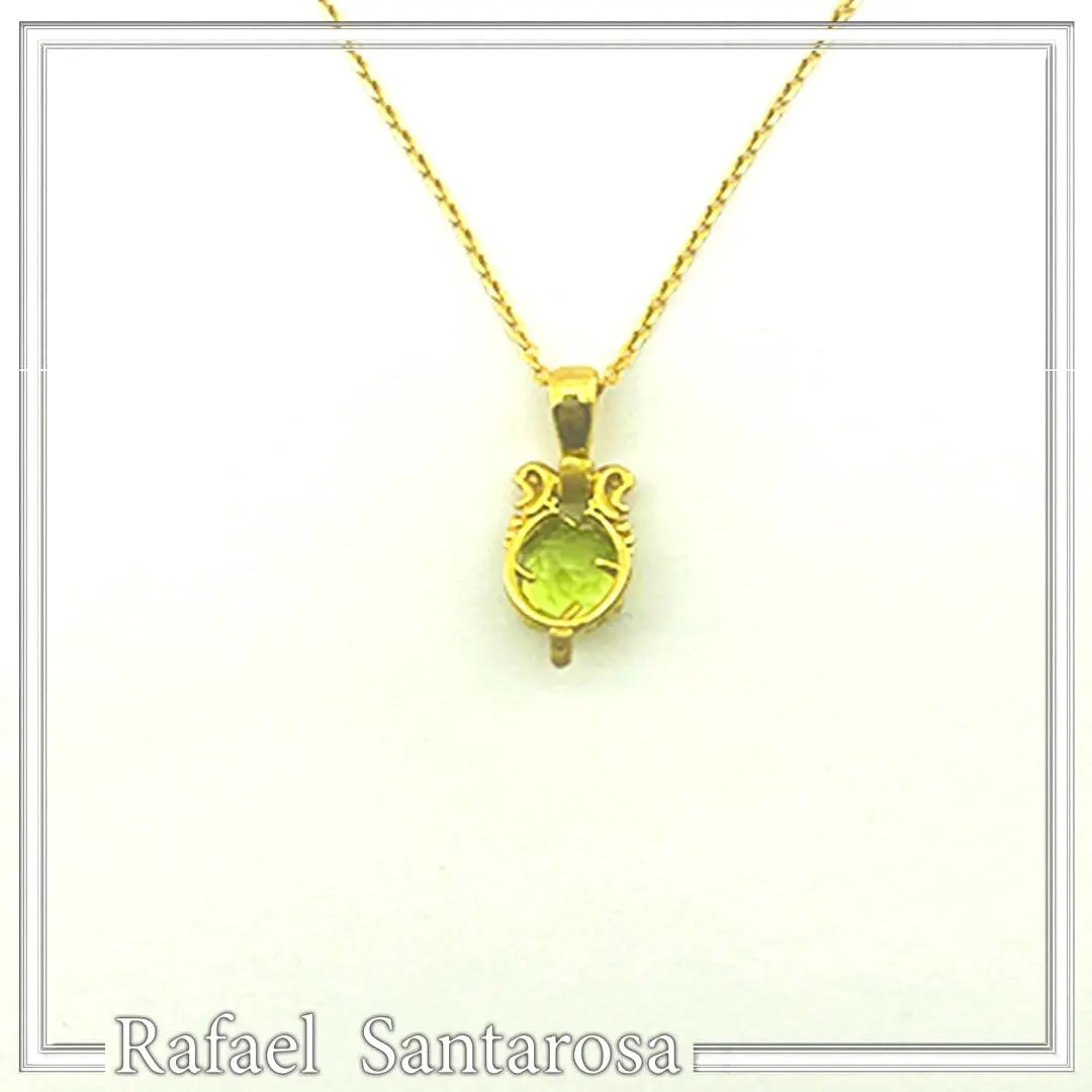 Filigree Genuine Peridot Byzantine Style Charm Necklace: 18K Gold-Filled Sterling Silver Pendant — additional product image 8 from Rafael Santarosa Fine Jewelry