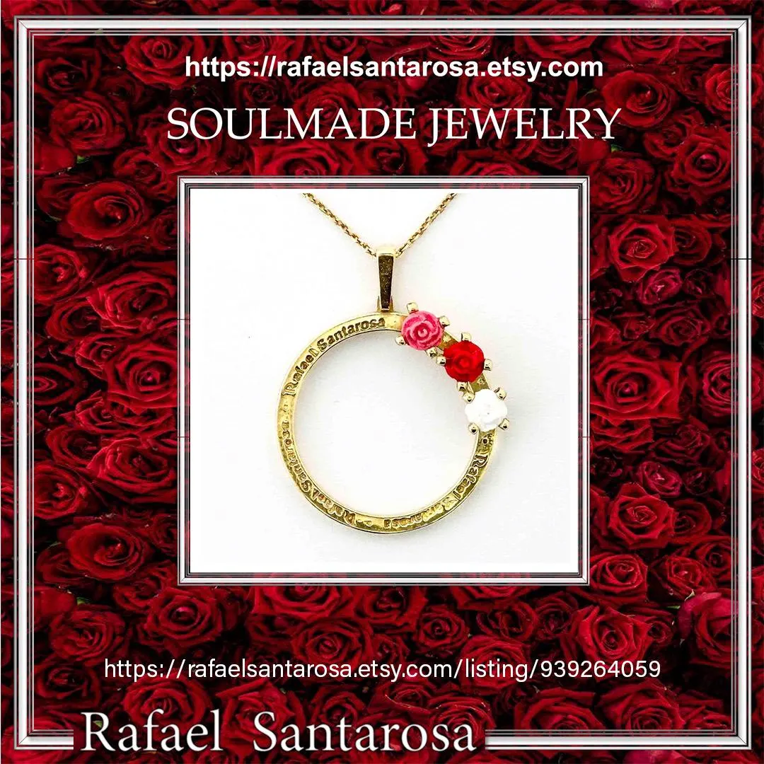 Rose Flowers Alabaster Gems Floral Charm for Girls: Sterling Silver 18K Gold Filled Necklace — additional product image 10 from Rafael Santarosa Fine Jewelry