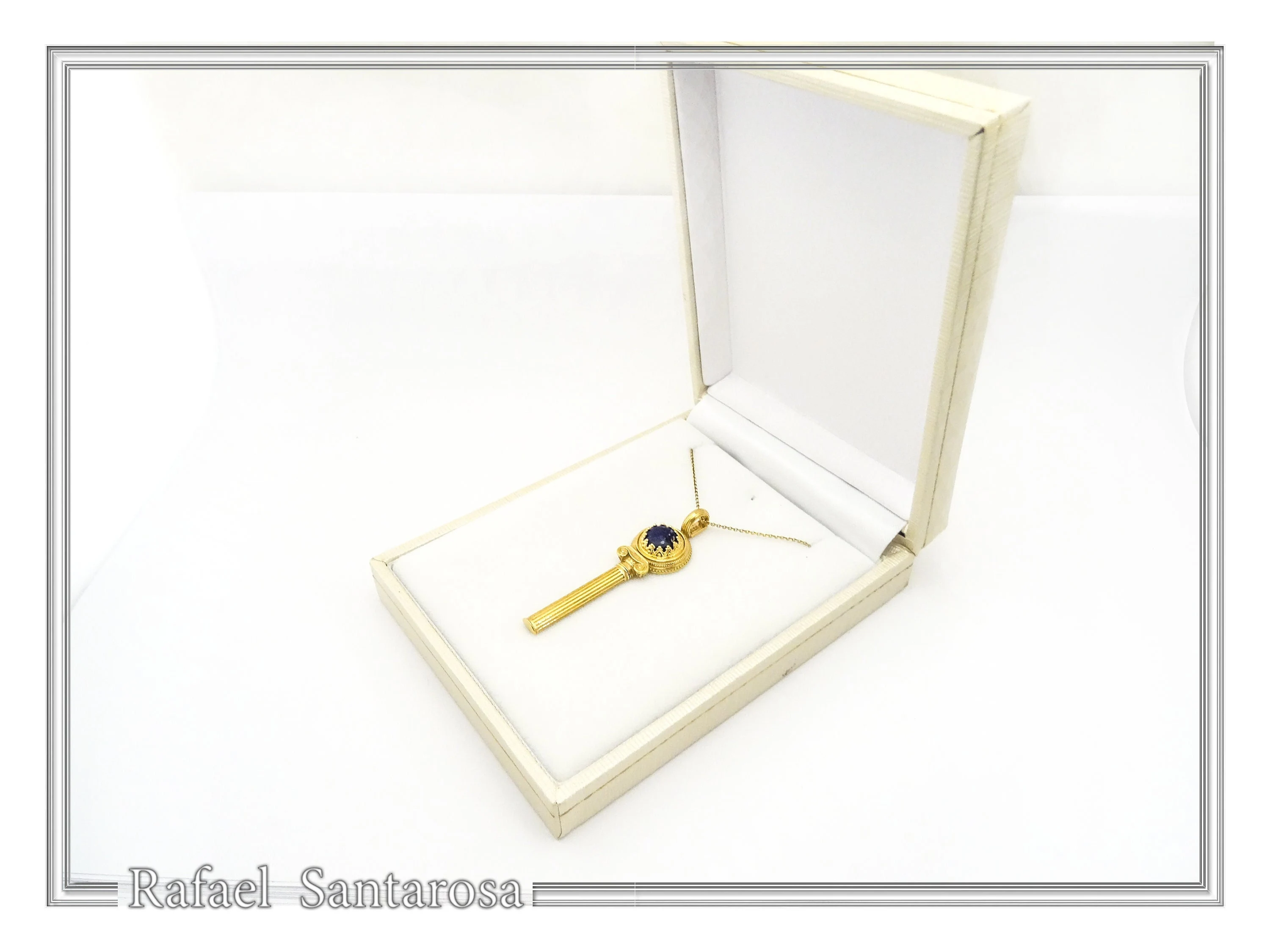 Lapis Lazuli Pendant Ancient Greek Column Necklace: 18K Gold Filled Sterling Silver — additional product image 9 from Rafael Santarosa Fine Jewelry