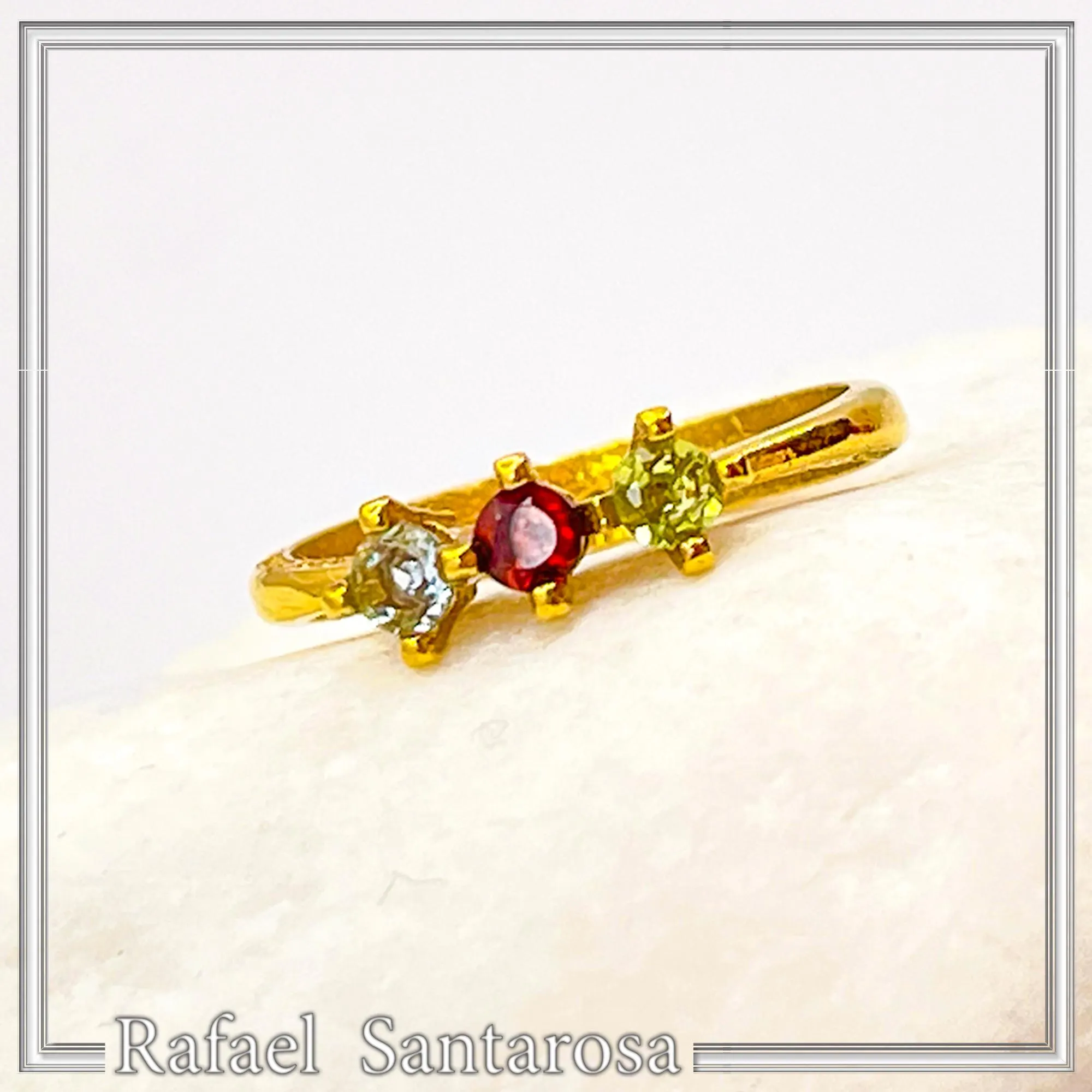 Sterling Silver 18k Gold Filled Ring with Garnet Topaz Peridot Handmade Modern Jewelry Design — additional product image 4 from Rafael Santarosa Fine Jewelry