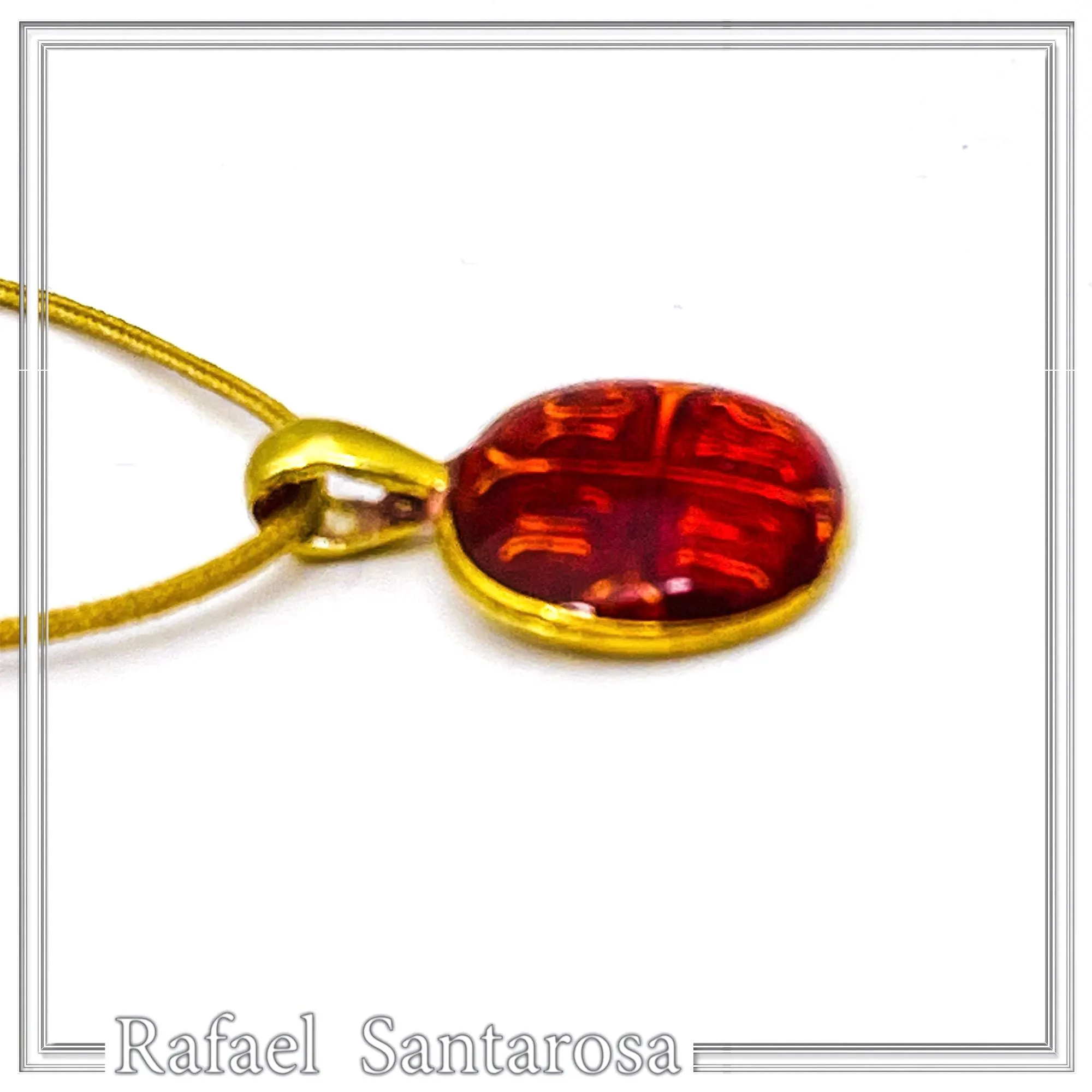 Extra Tiny Protection cross coin icxc nika necklace, red enamel, gold filled Sterling silver. — additional product image 5 from Rafael Santarosa Fine Jewelry