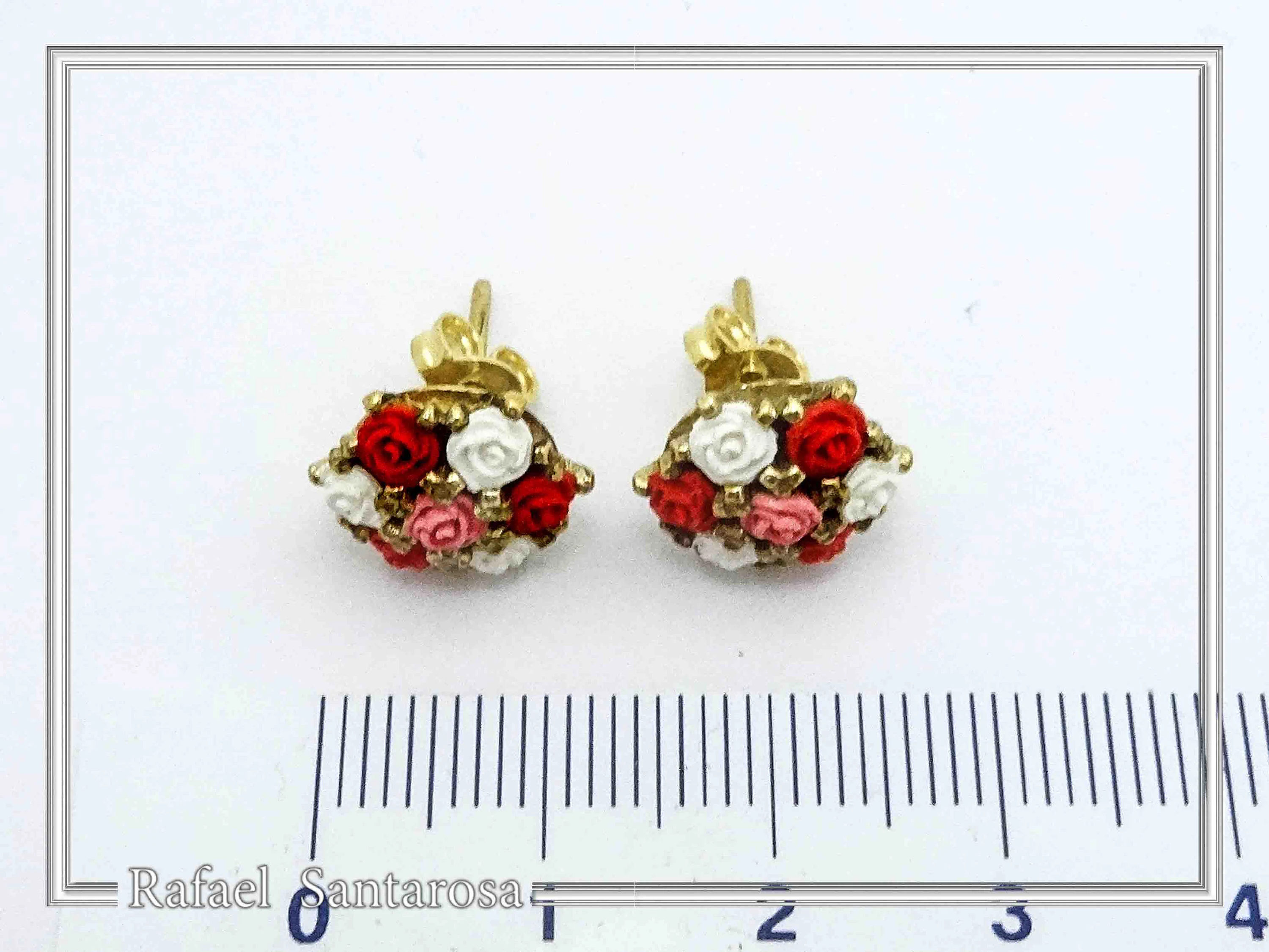 Floral Rose Flowers Shaped Alabaster Gems Stud Earrings: Bouquet of roses Silver Earrings — additional product image 6 from Rafael Santarosa Fine Jewelry