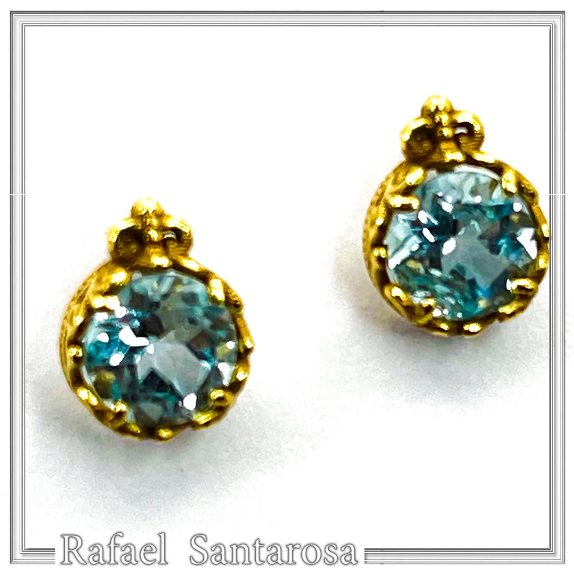Solid gold 18k Stud Earrings with Natural Topaz, Amethyst, Garnet or Peridot — additional product image 9 from Rafael Santarosa Fine Jewelry