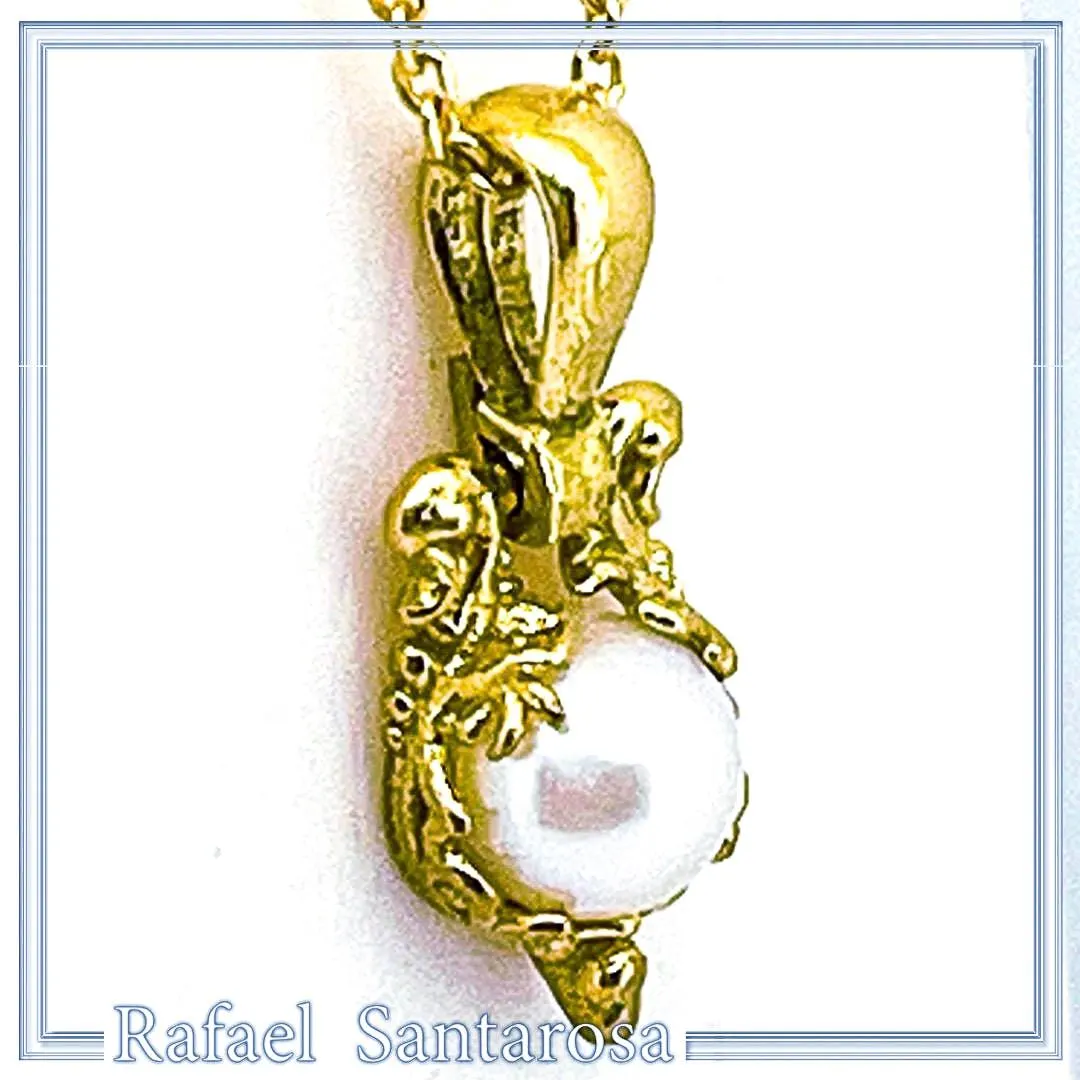 Byzantine Filigree Natural Pearl Pendant Boho Necklace for Her : 18K Gold-Filled Sterling Silver — additional product image 2 from Rafael Santarosa Fine Jewelry