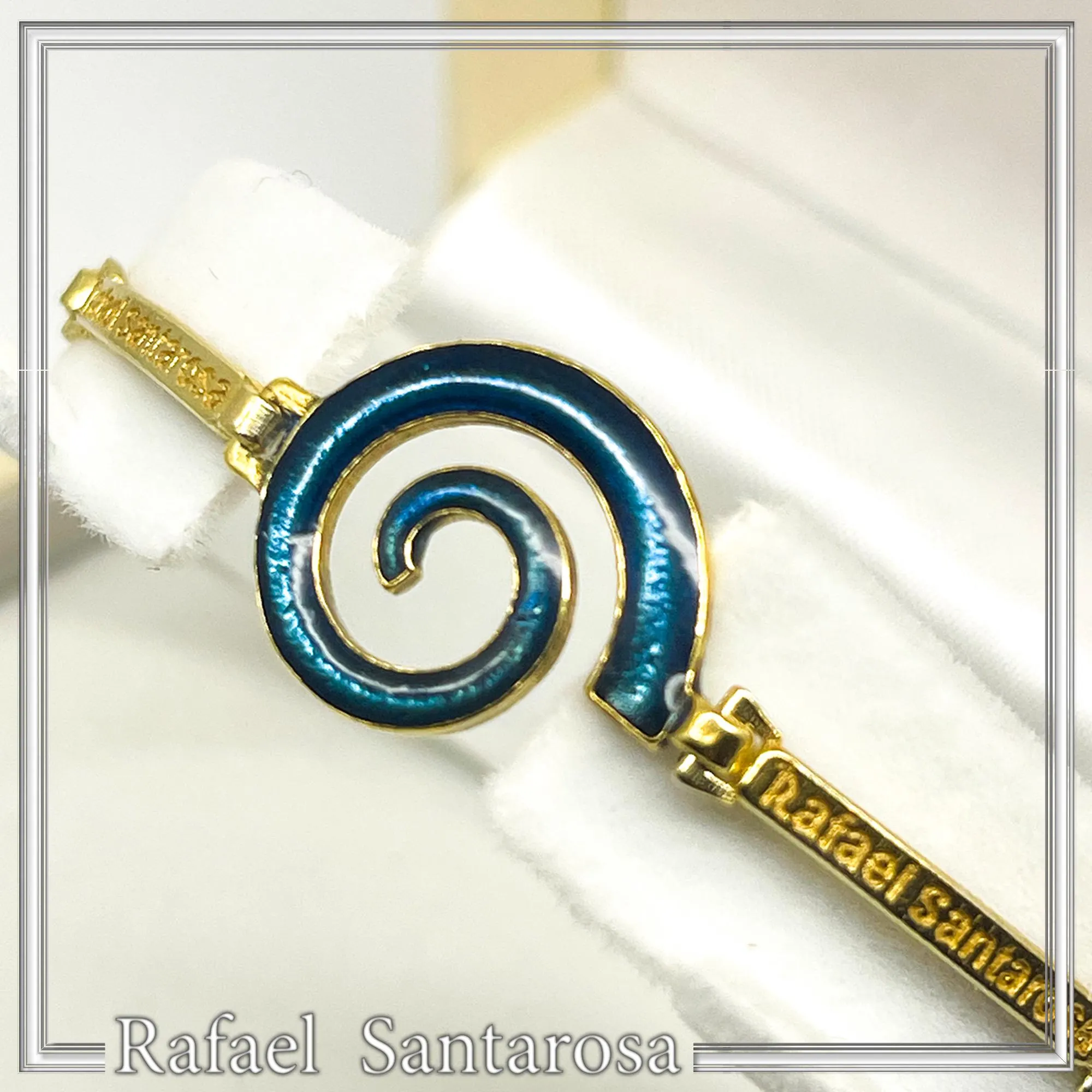 Spiral Sea Blue Enamel Charm Bracelet: Eternity Symbol of Galaxy 18K Gold Filled Silver — additional product image 5 from Rafael Santarosa Fine Jewelry